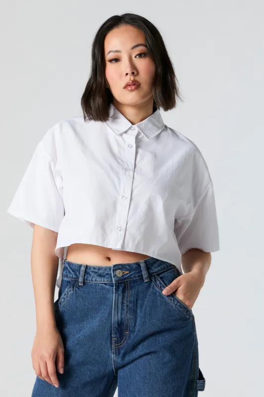 Cropped Button-Up Short Sleeve Top sold by Urban Planet