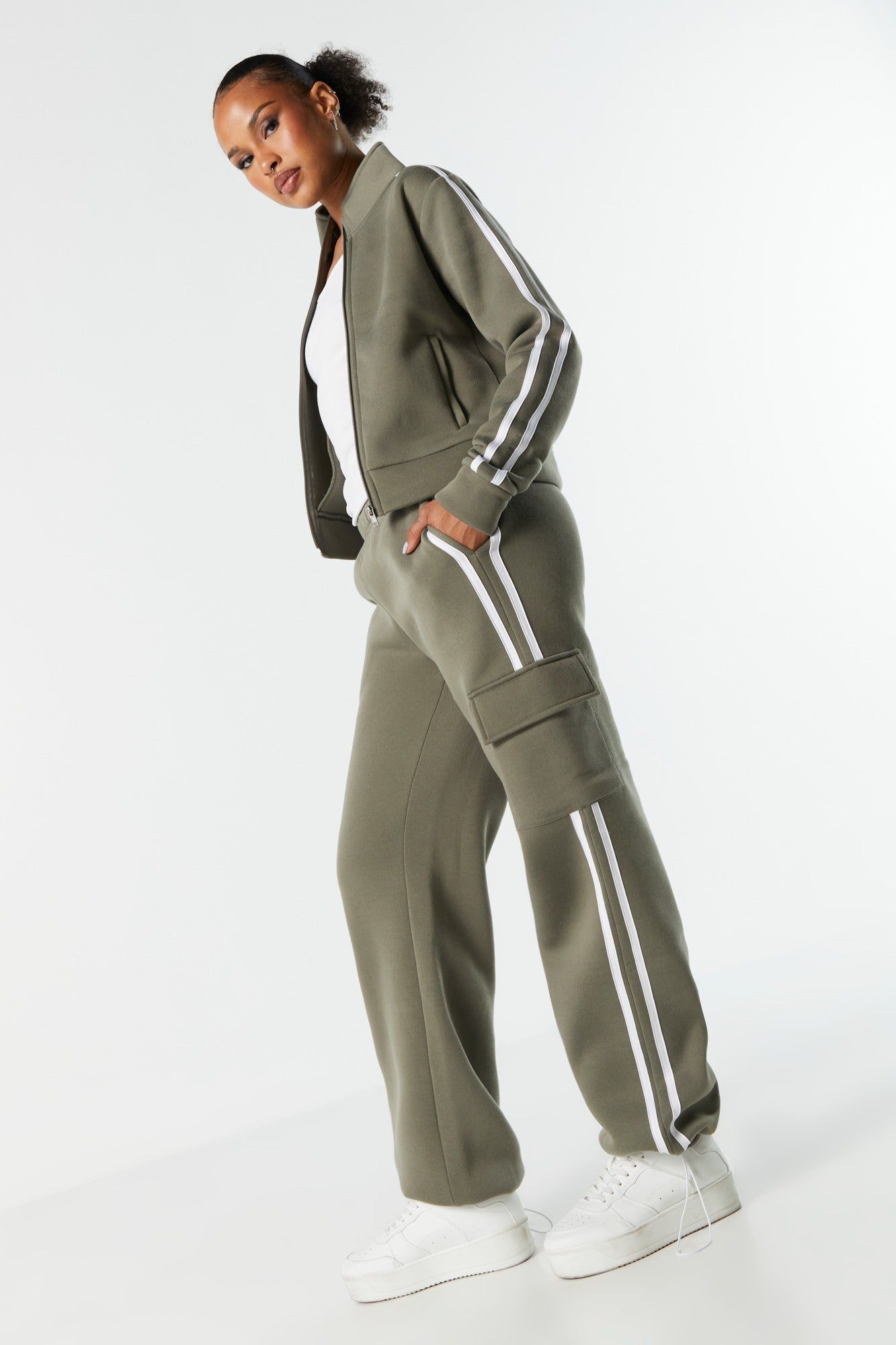 Fleece Striped Cargo Jogger sold by Urban Planet product image thumbnail 5