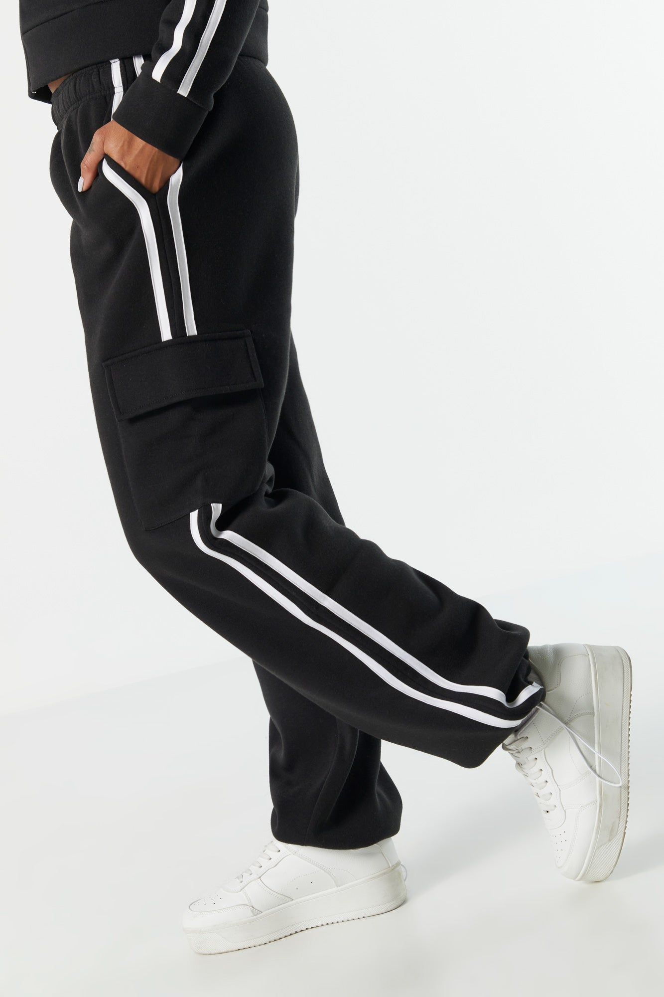 Fleece Striped Cargo Jogger sold by Urban Planet product image thumbnail 4