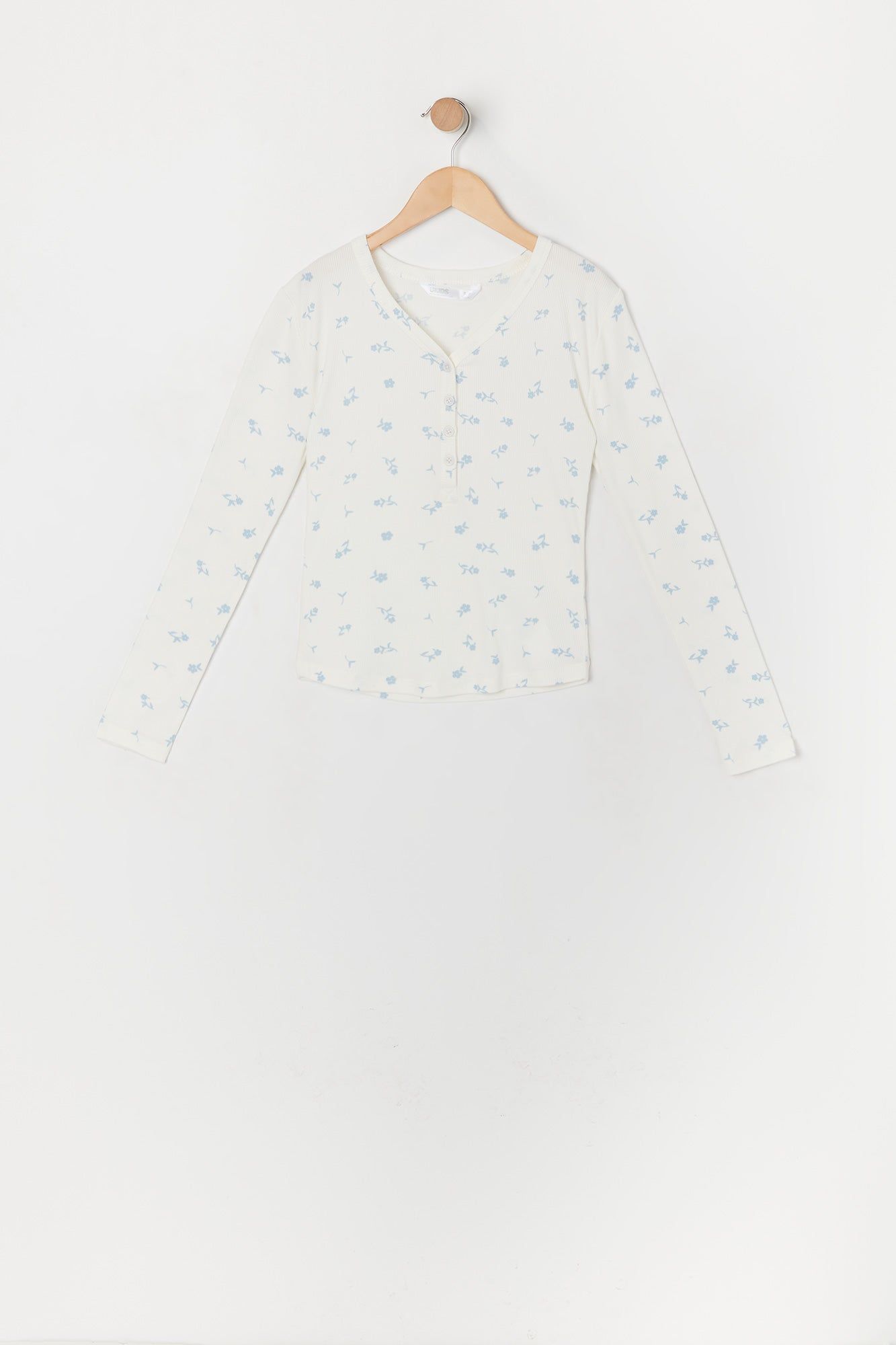 Girls Henley Floral Long Sleeve Top sold by Urban Planet