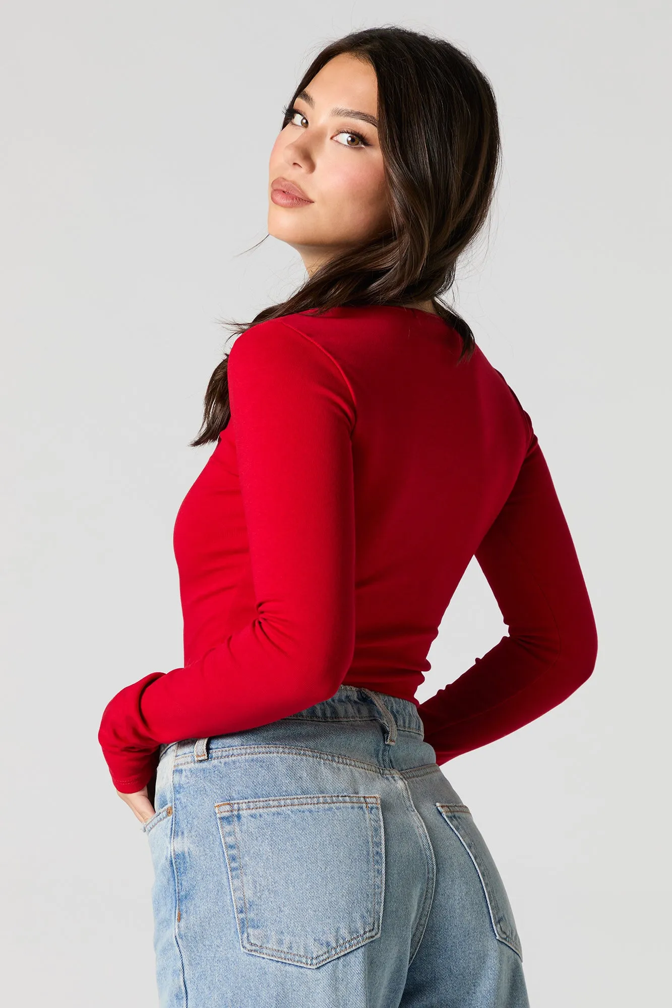 Square Neck Long Sleeve Top sold by Urban Planet product image thumbnail 5