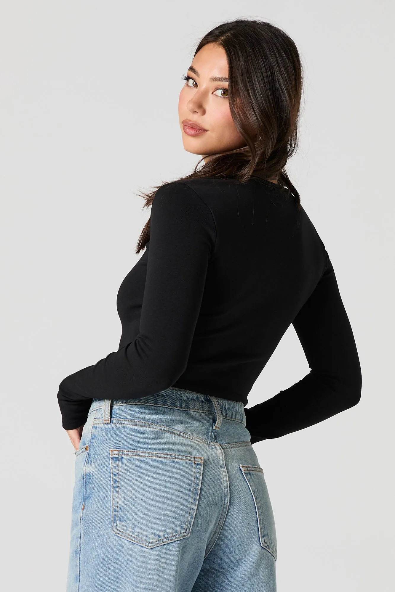 Square Neck Long Sleeve Bodysuit sold by Urban Planet product image thumbnail 5