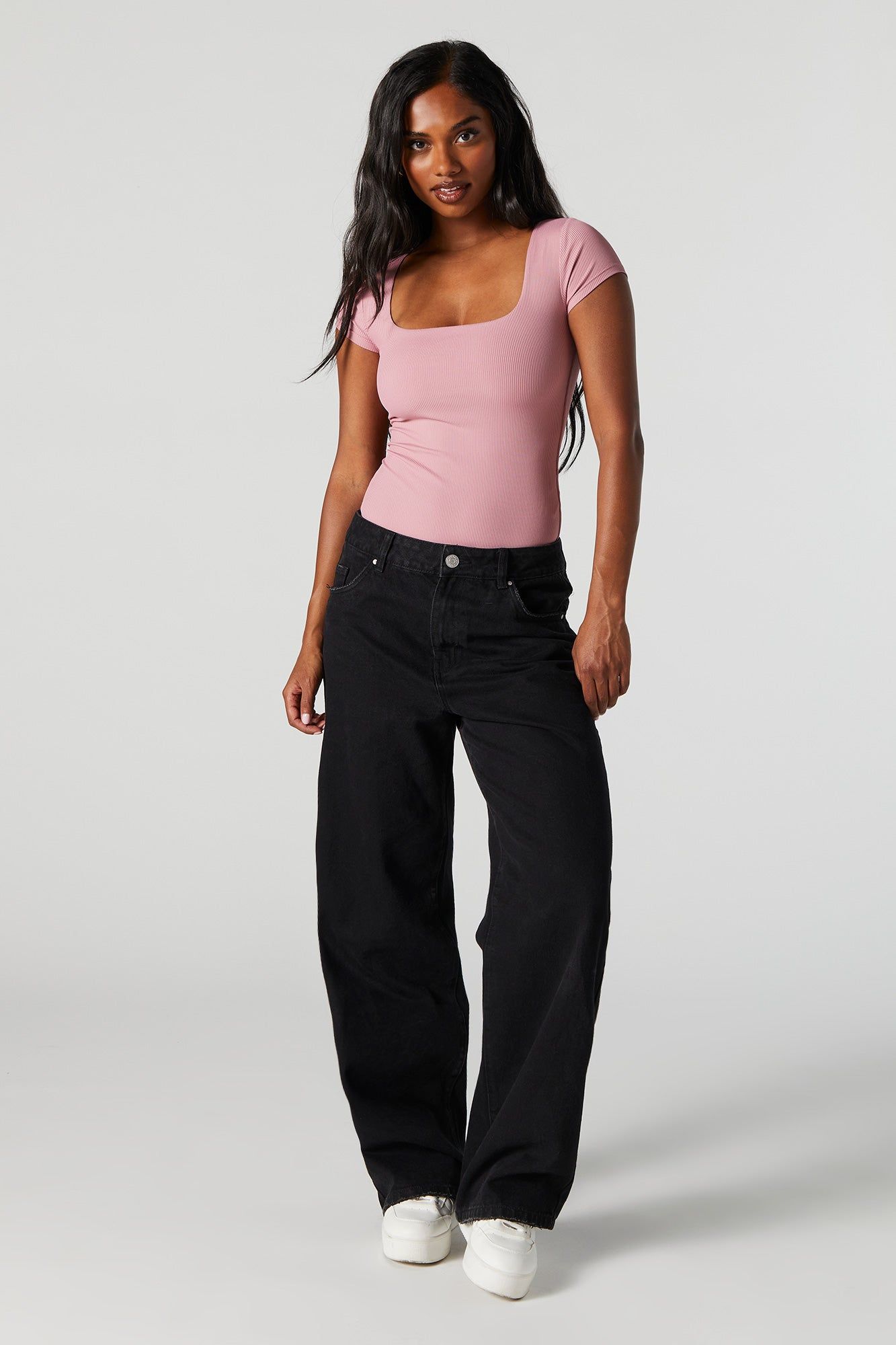 Contour Ribbed Square Neck Short Sleeve Bodysuit sold by Urban Planet product image thumbnail 4