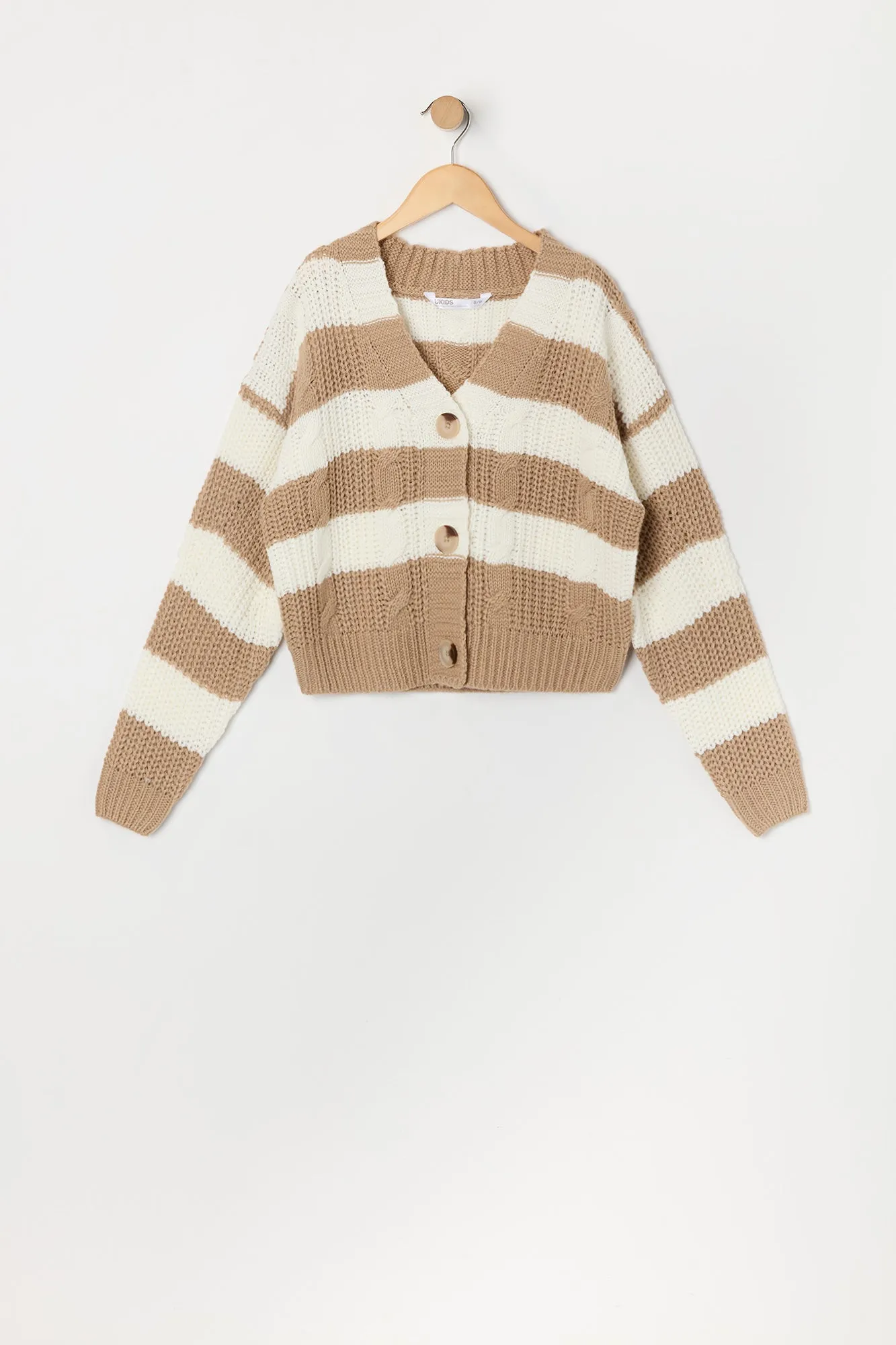Girls Cable Knit Button Up Cardigan sold by Urban Planet