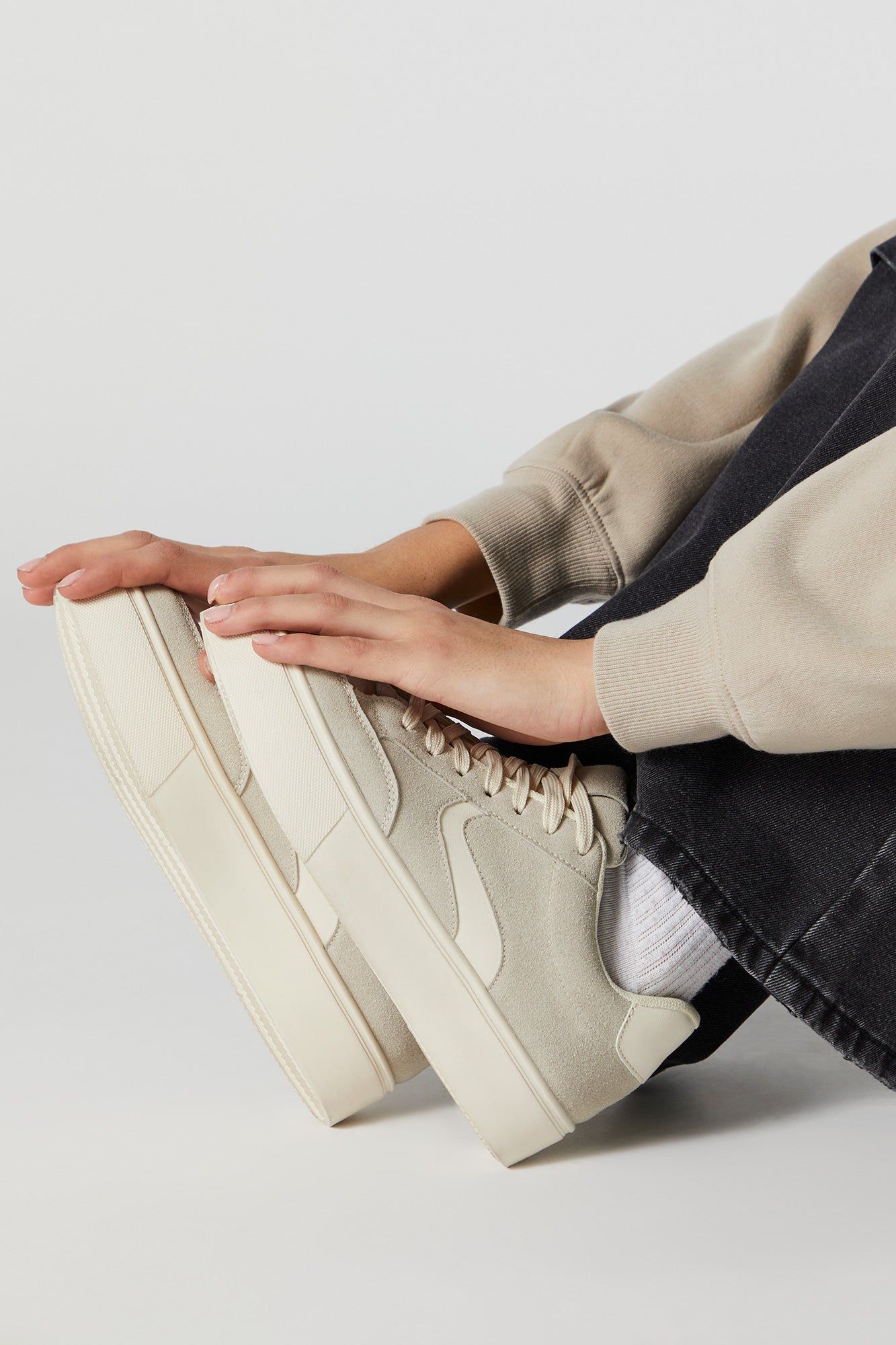 Faux Suede Lace Up Platform Sneaker sold by Urban Planet