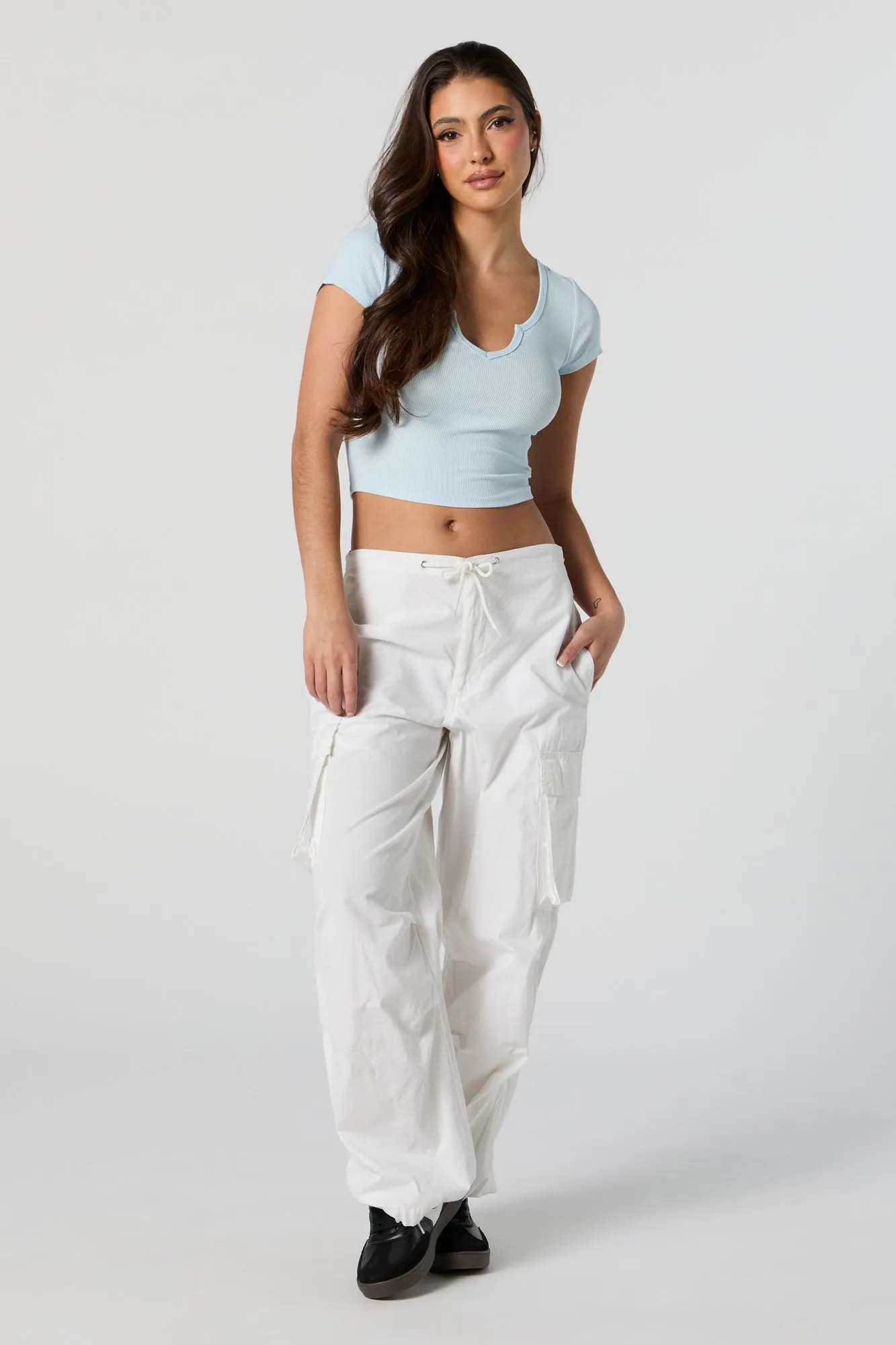Ribbed Notched Cropped T-Shirt sold by Urban Planet product image thumbnail 3