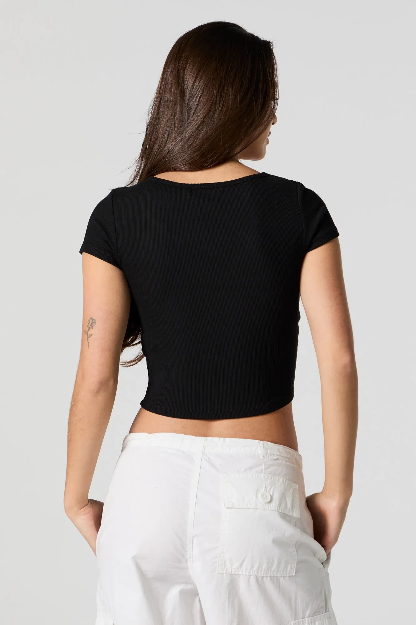 Ribbed Notched Cropped T-Shirt sold by Urban Planet product image thumbnail 5