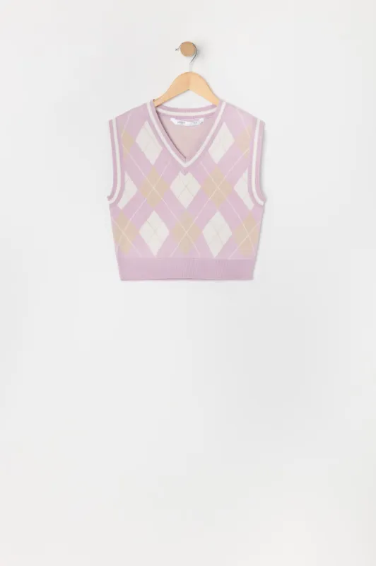 Veste en tricot avec motif argyle pour fille sold by Urban Planet