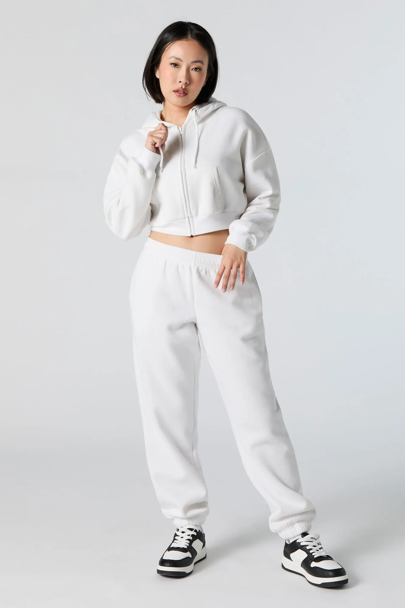 Fleece Zip-Up Cropped Hoodie sold by Urban Planet product image thumbnail 3