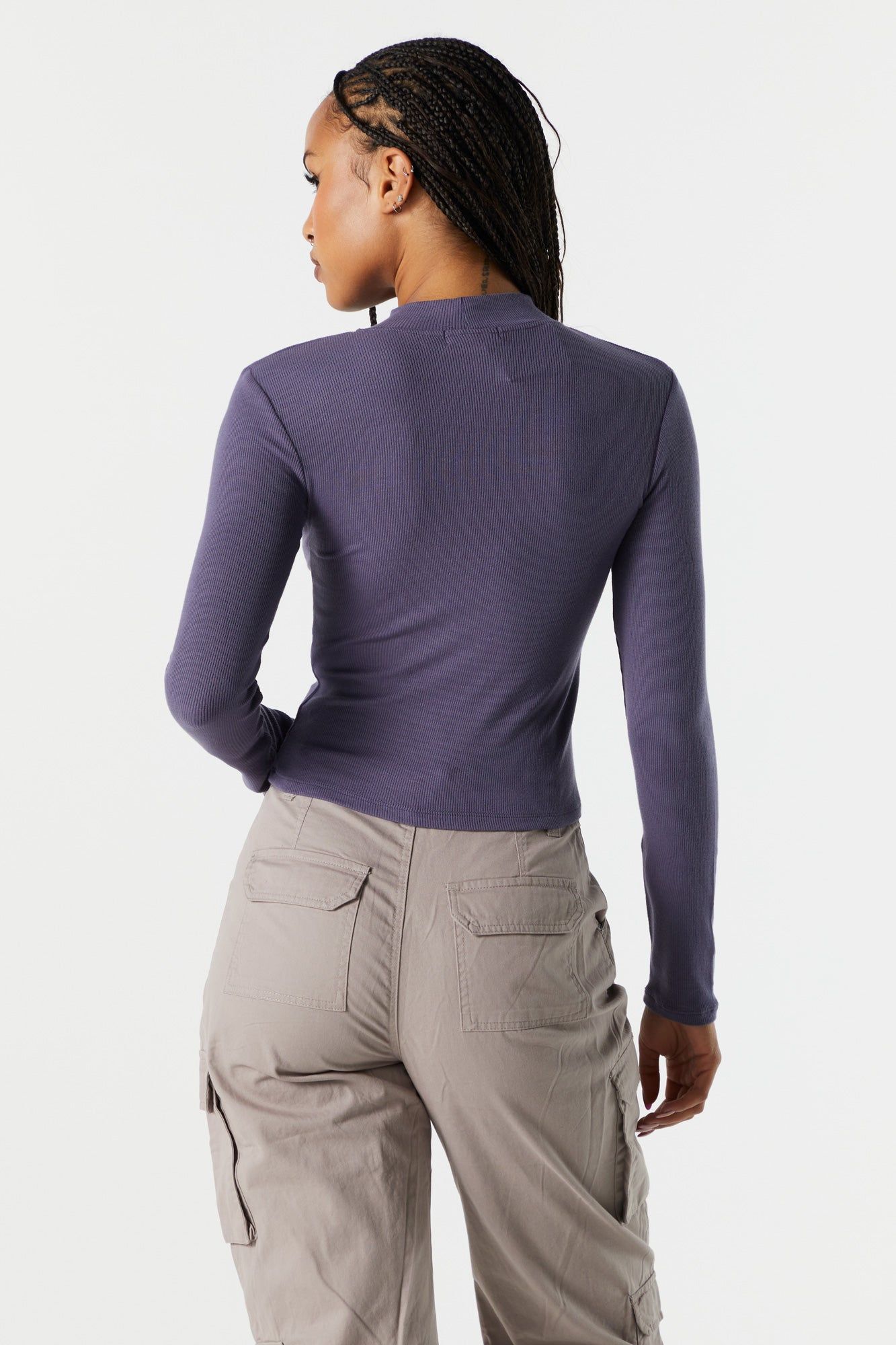 Coloured Ribbed Mock Neck Long Sleeve Top sold by Urban Planet product image thumbnail 2