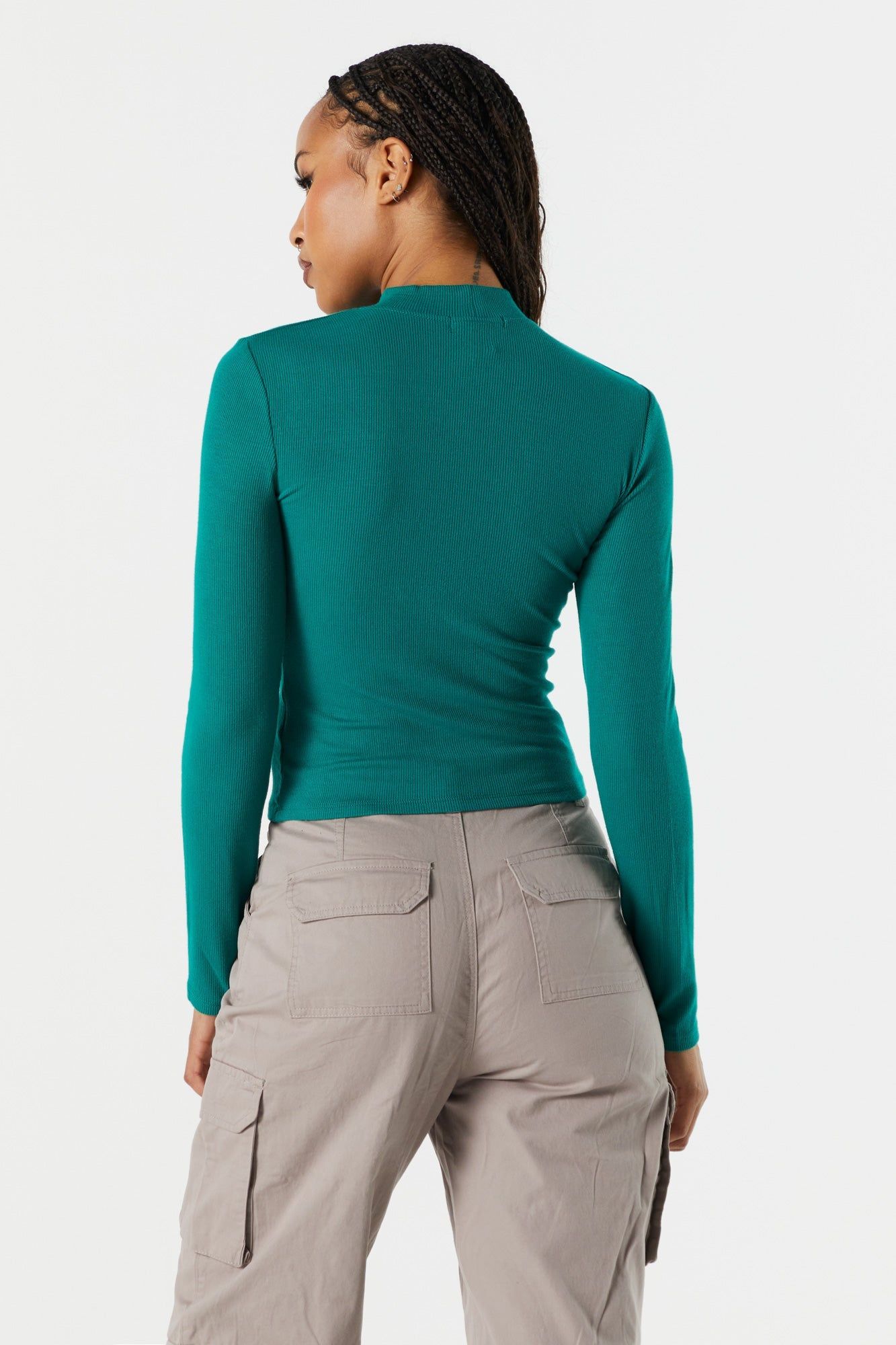 Coloured Ribbed Mock Neck Long Sleeve Top sold by Urban Planet product image thumbnail 5
