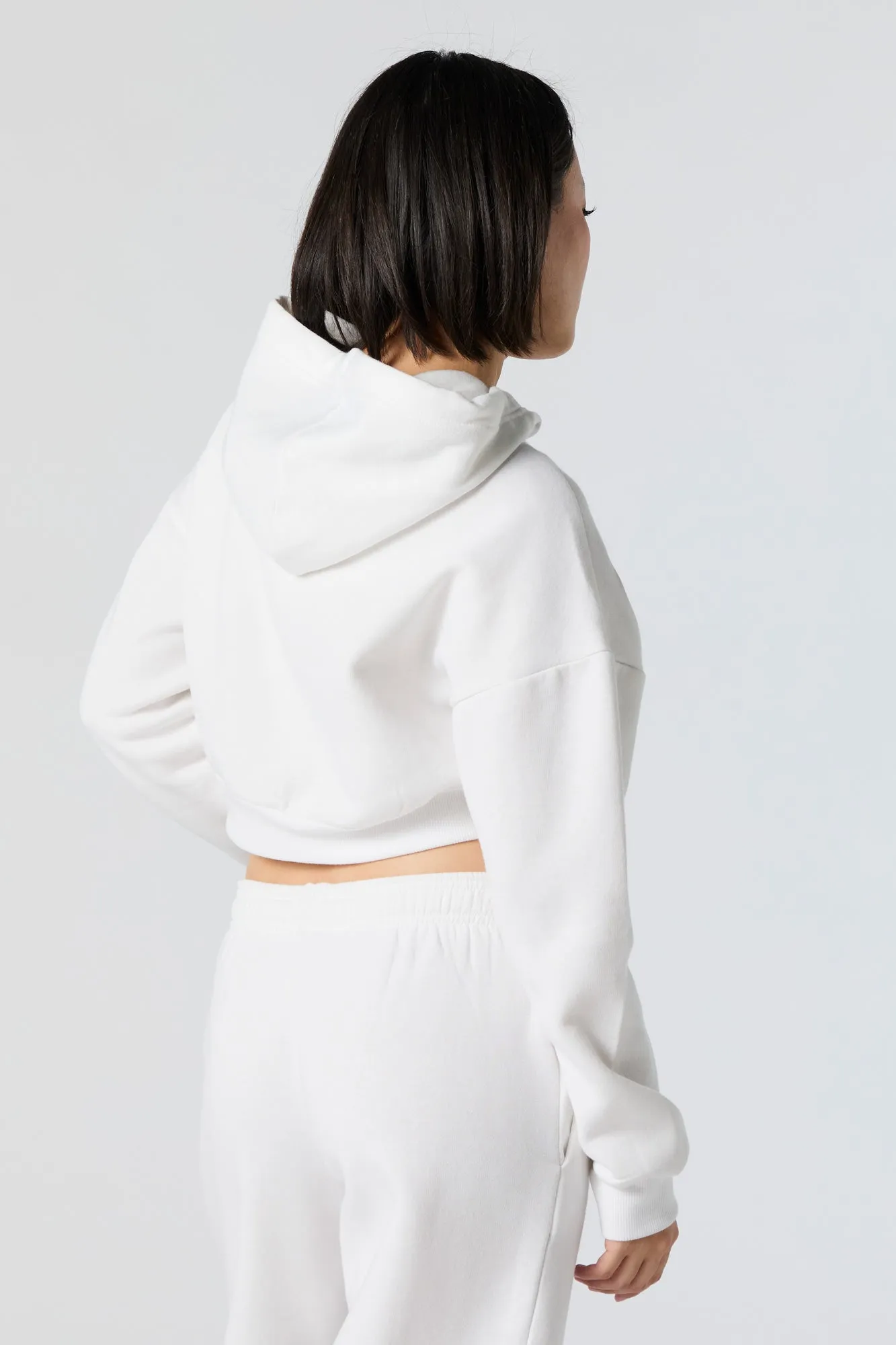 Fleece Zip-Up Cropped Hoodie sold by Urban Planet product image thumbnail 2
