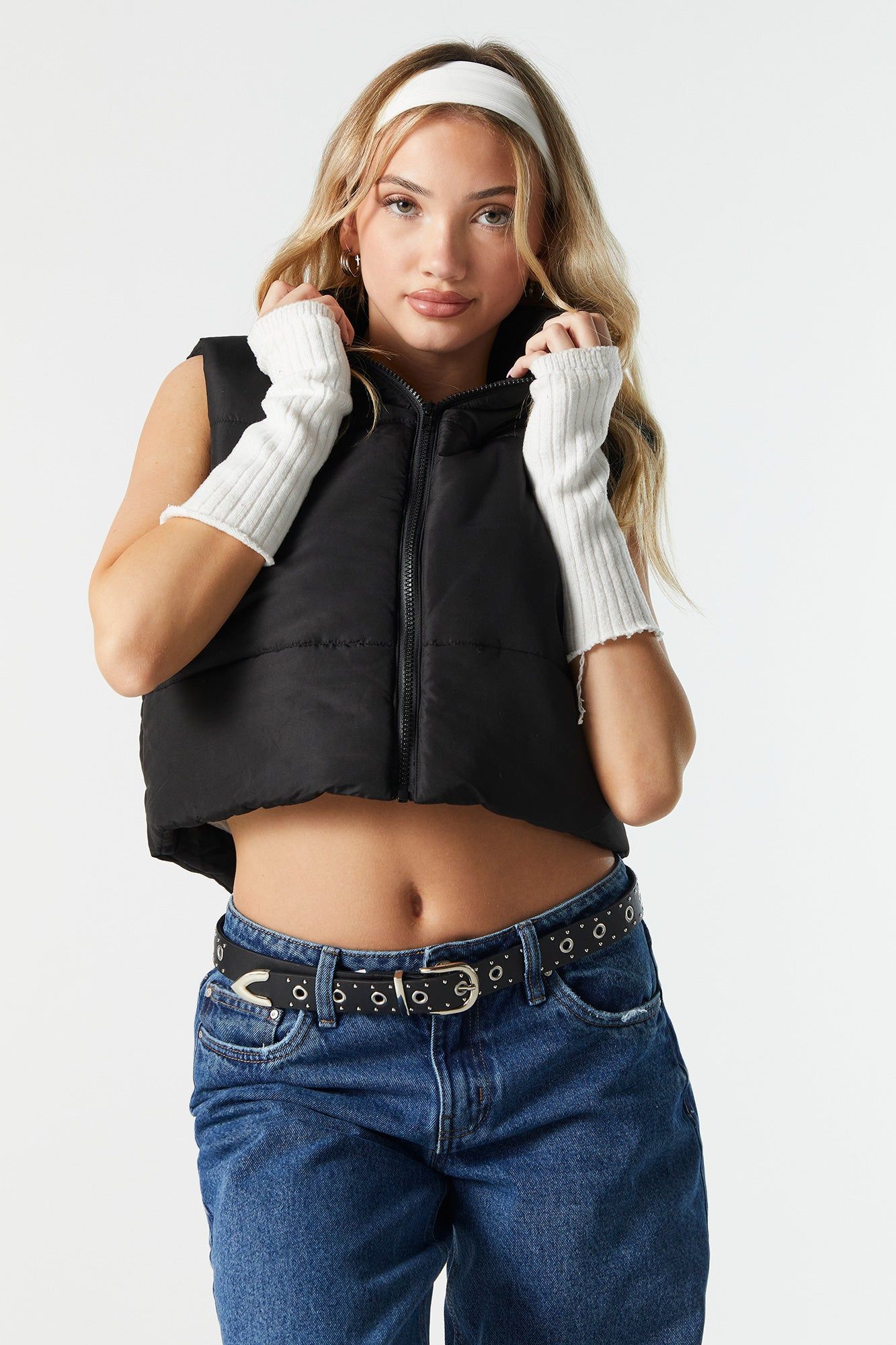 Sherpa Lined Nylon Puffer Vest sold by Urban Planet product image thumbnail 4