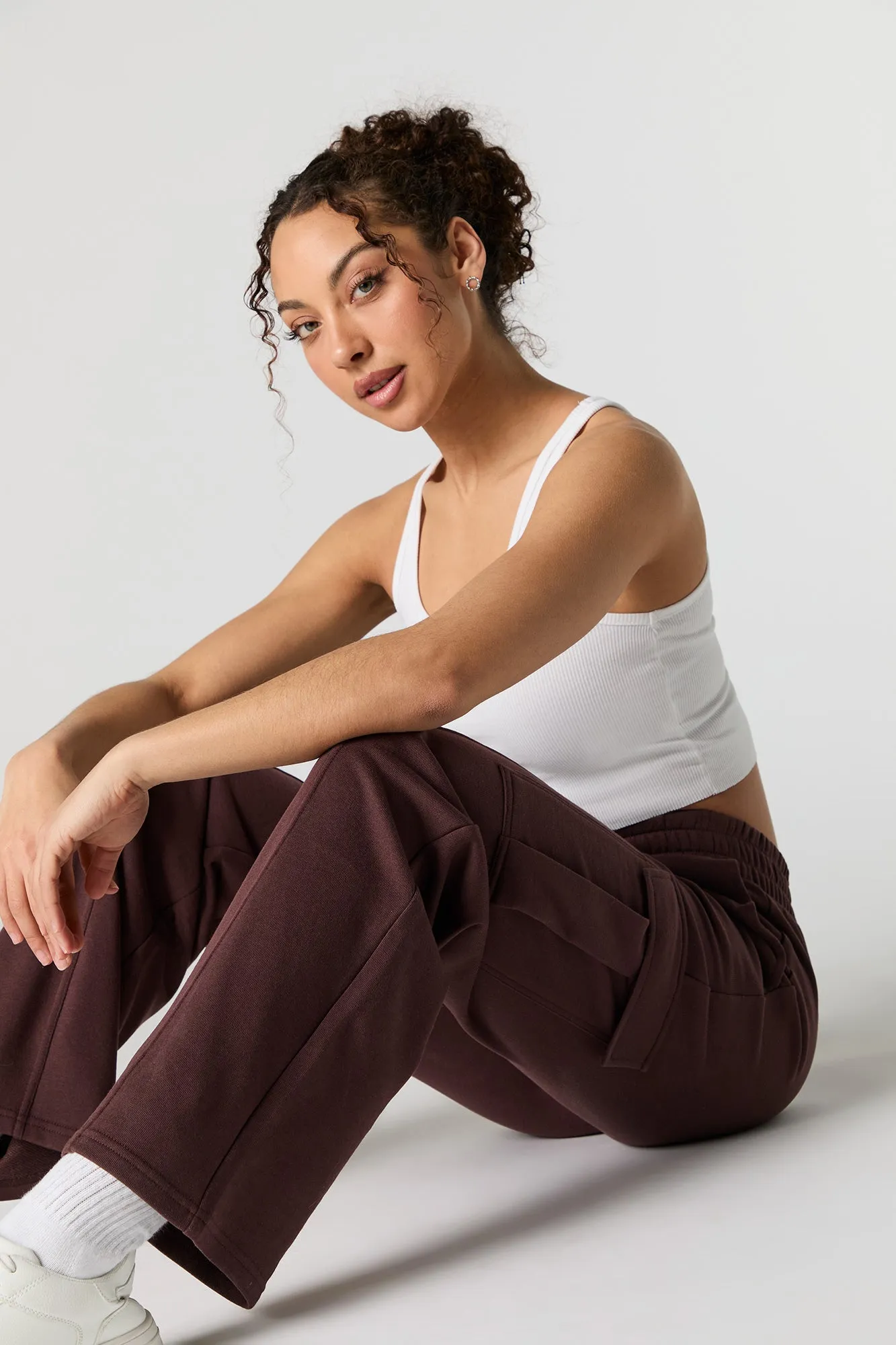 Fleece High Rise Straight Leg Cargo Sweatpant sold by Urban Planet