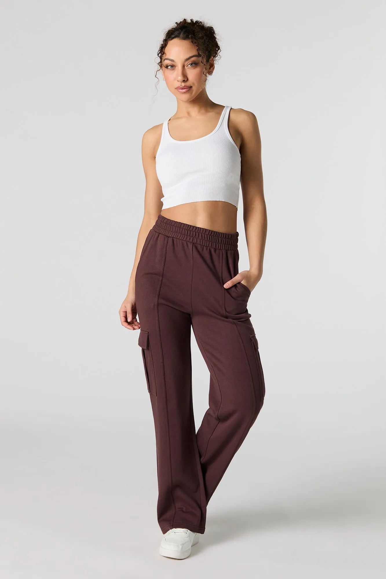 Fleece High Rise Straight Leg Cargo Sweatpant sold by Urban Planet product image thumbnail 4