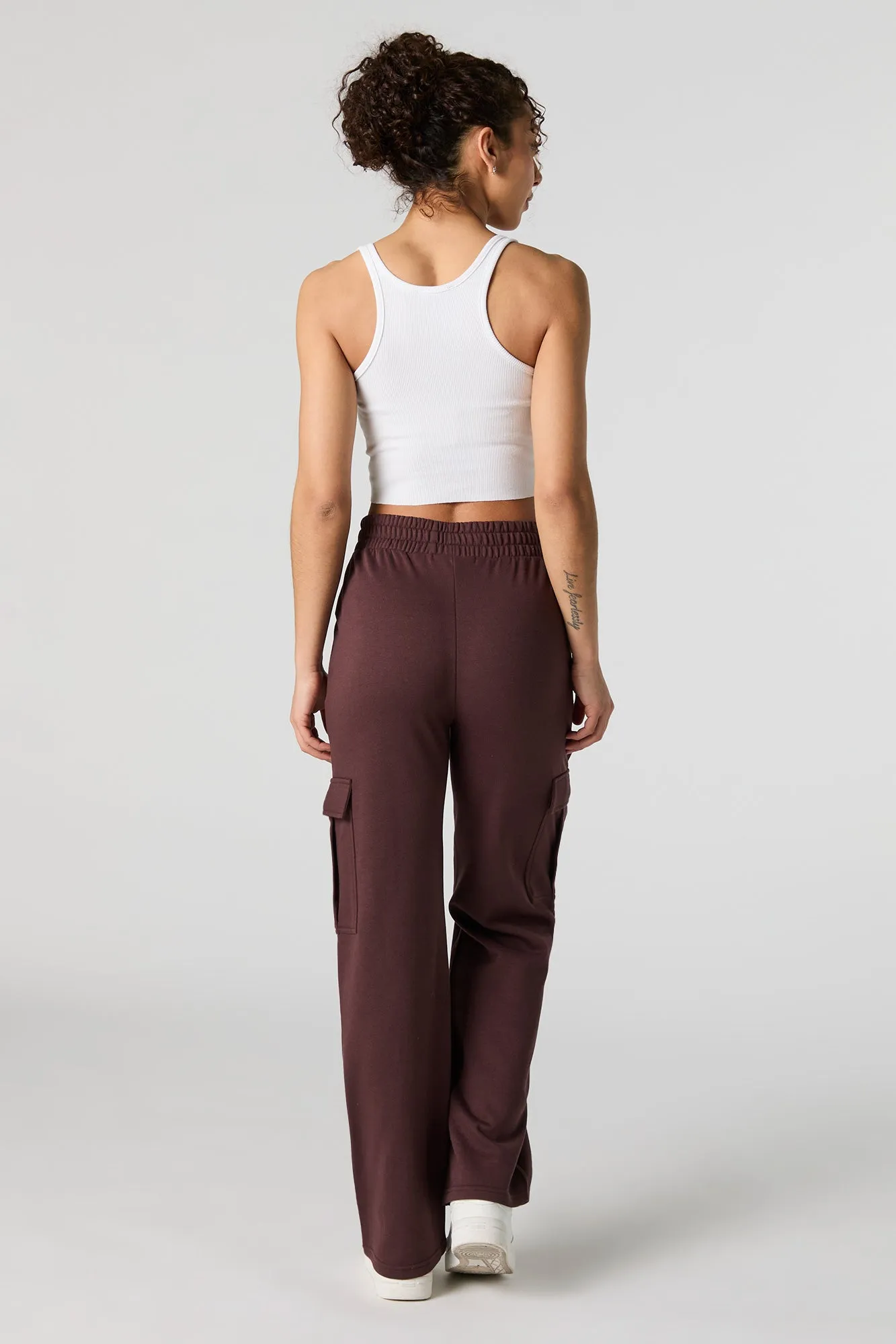 Fleece High Rise Straight Leg Cargo Sweatpant sold by Urban Planet product image thumbnail 3