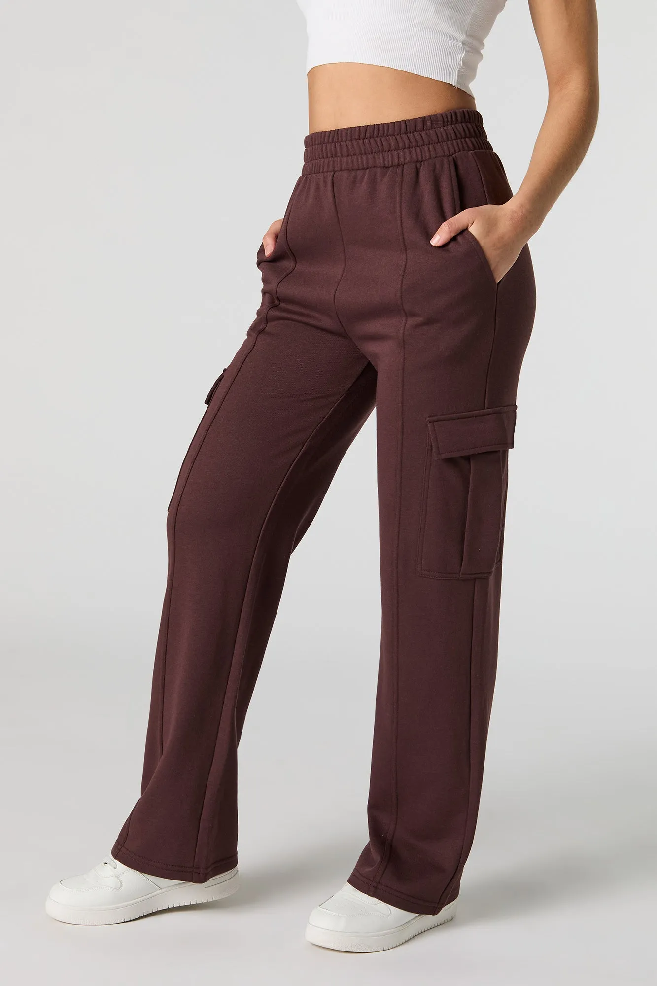 Fleece High Rise Straight Leg Cargo Sweatpant sold by Urban Planet product image thumbnail 2