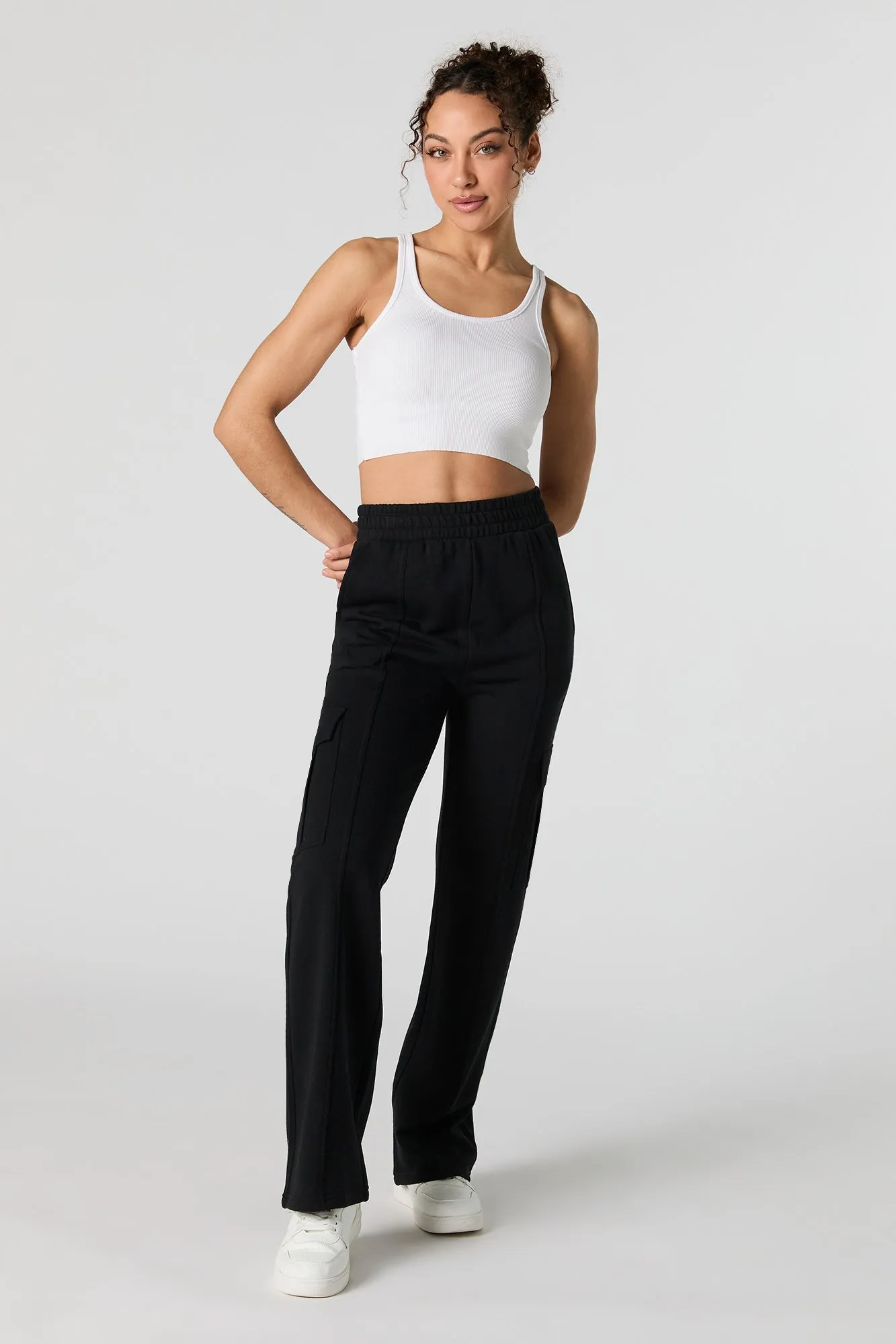 Fleece High Rise Straight Leg Cargo Sweatpant sold by Urban Planet product image thumbnail 5