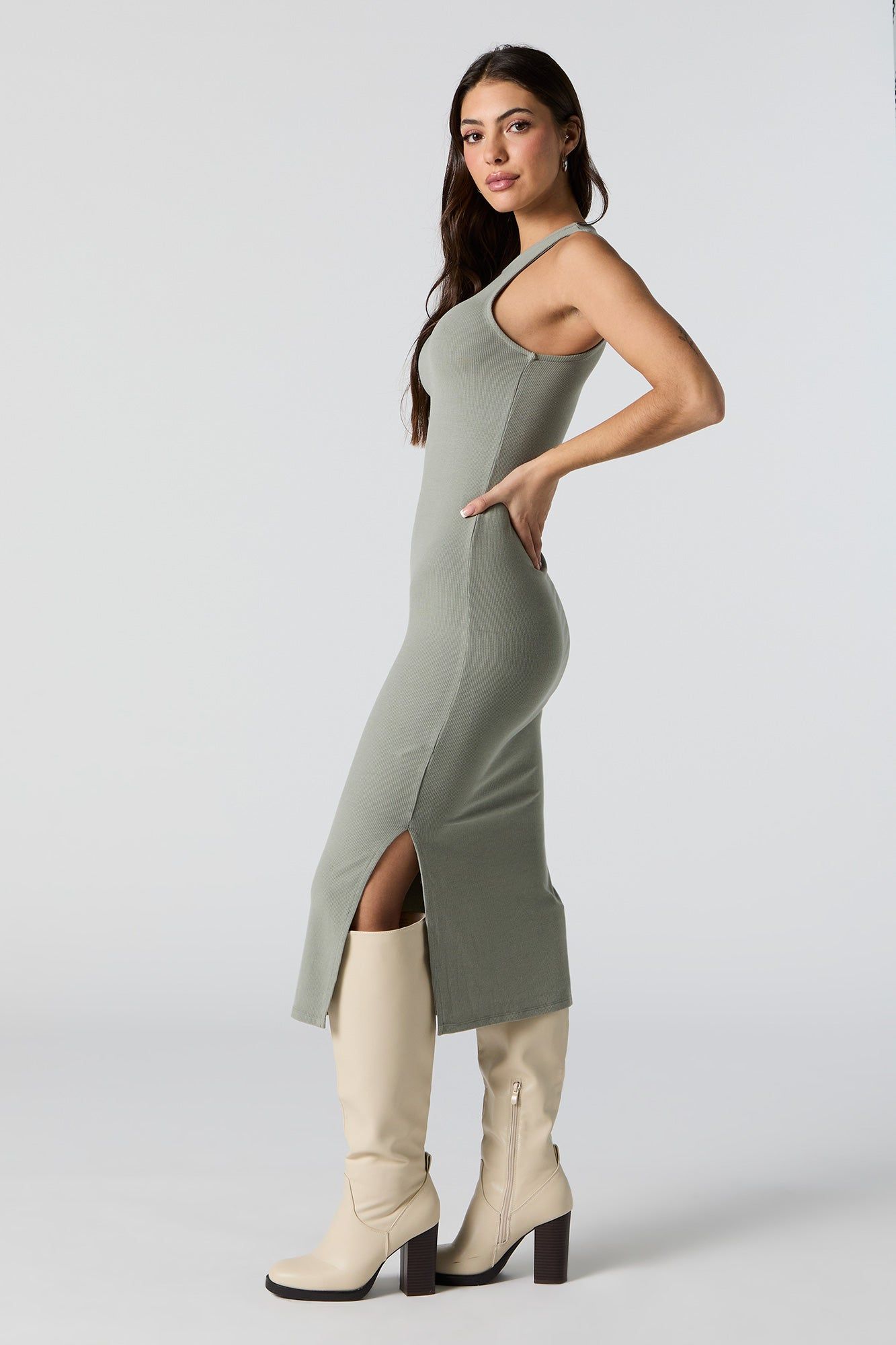 Ribbed Double Slit Bodycon Midi Dress sold by Urban Planet product image thumbnail 3