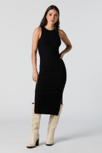 Ribbed Double Slit Bodycon Midi Dress sold by Urban Planet