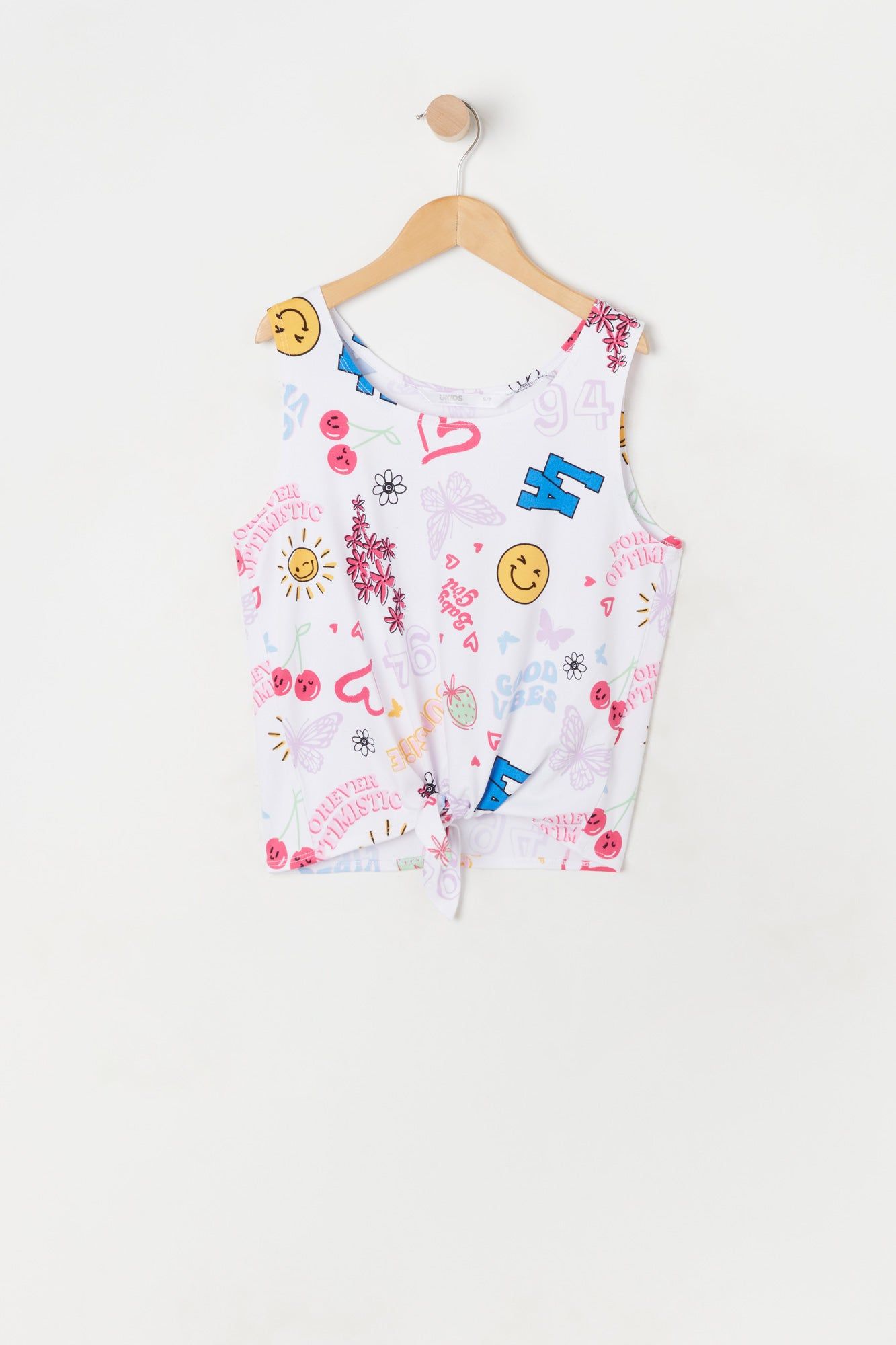 Girls Front Tie Emoji Print Tank Top sold by Urban Planet