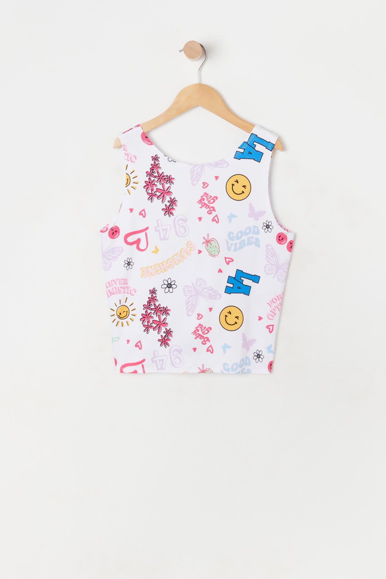Girls Front Tie Emoji Print Tank Top sold by Urban Planet product image thumbnail 2