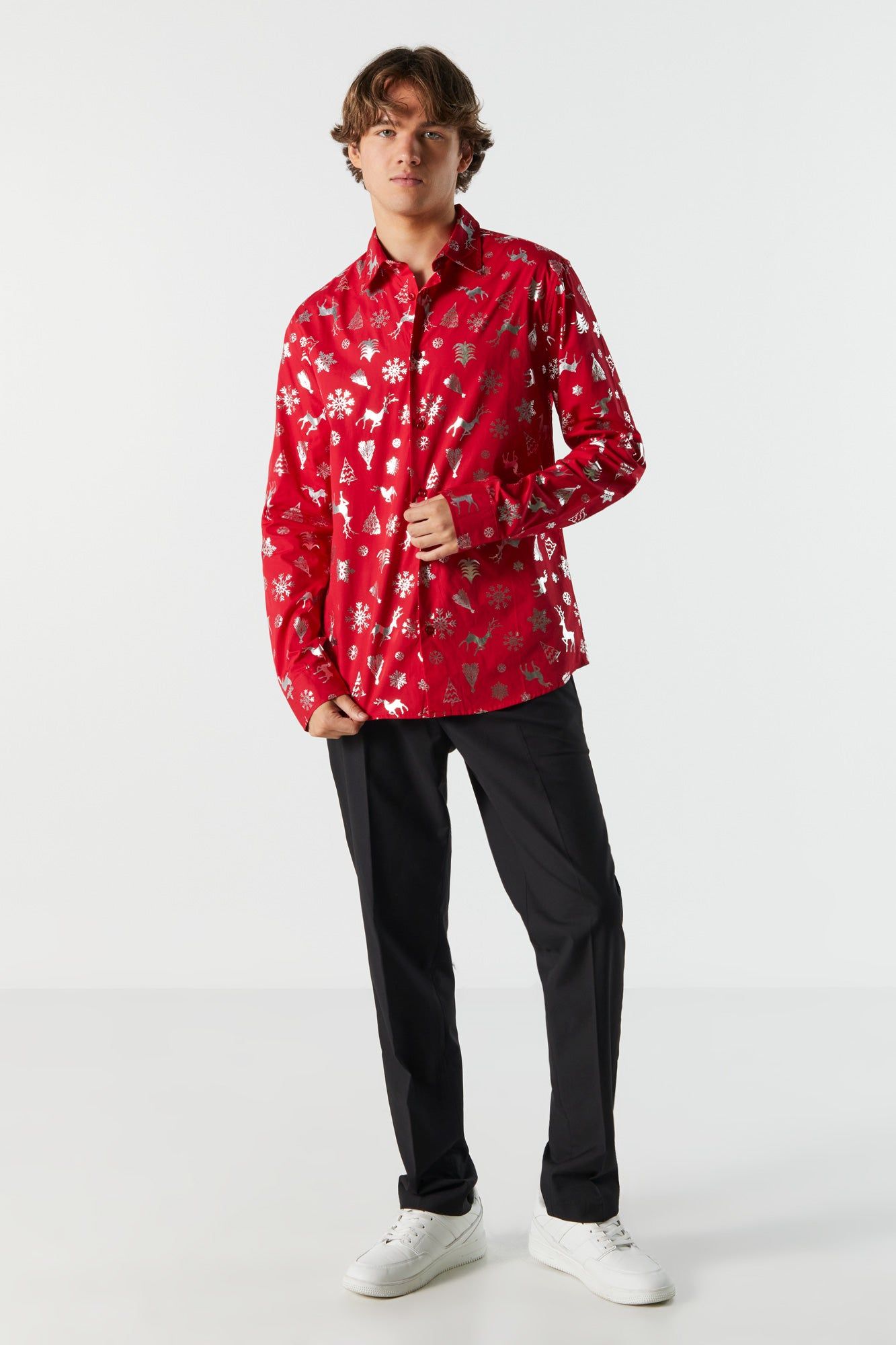 Xmas Print Button-Up Top sold by Urban Planet product image thumbnail 4
