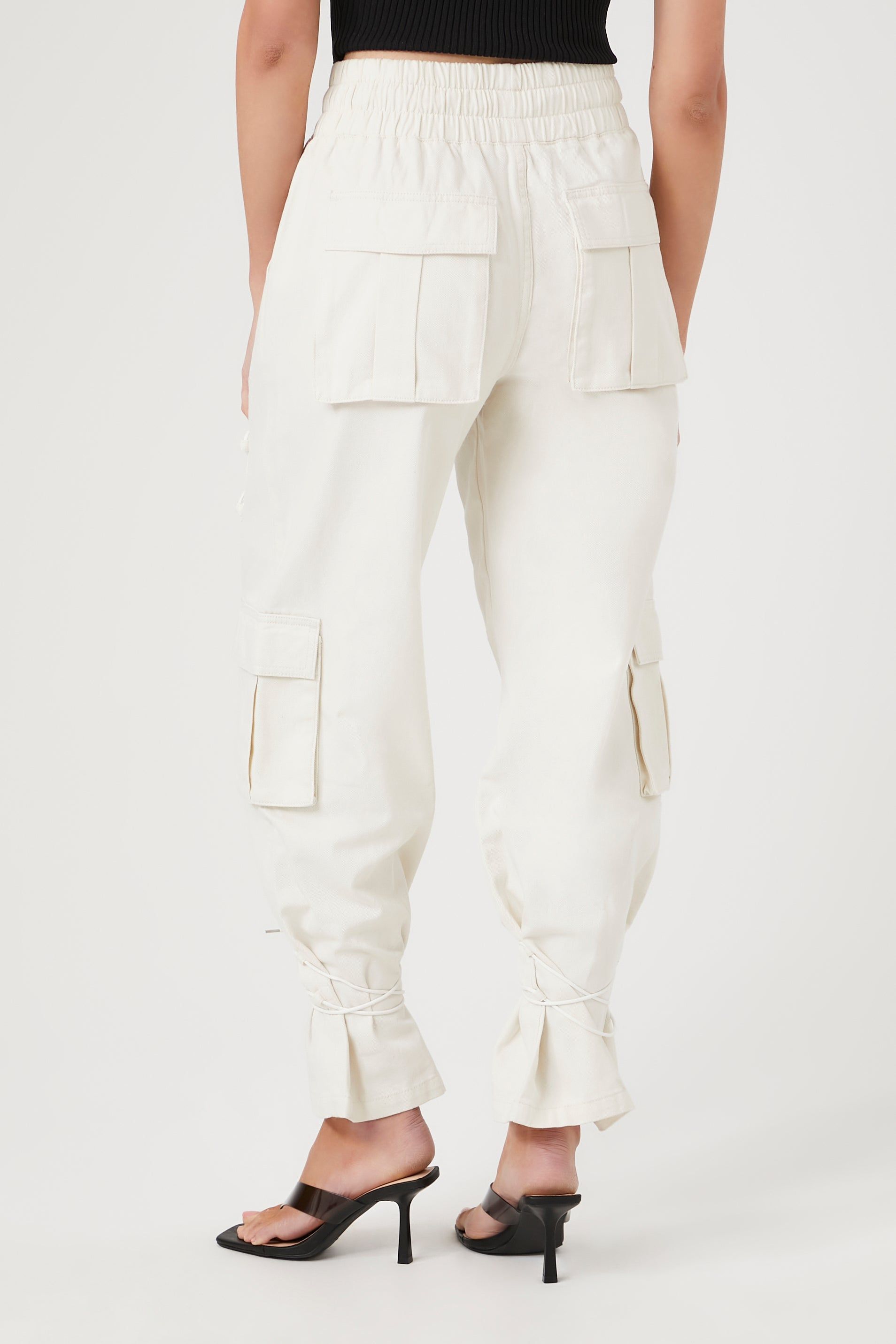 Pantalon de jogging cargo en denim blanc à taille coulissante sold by Urban Planet product image thumbnail 2