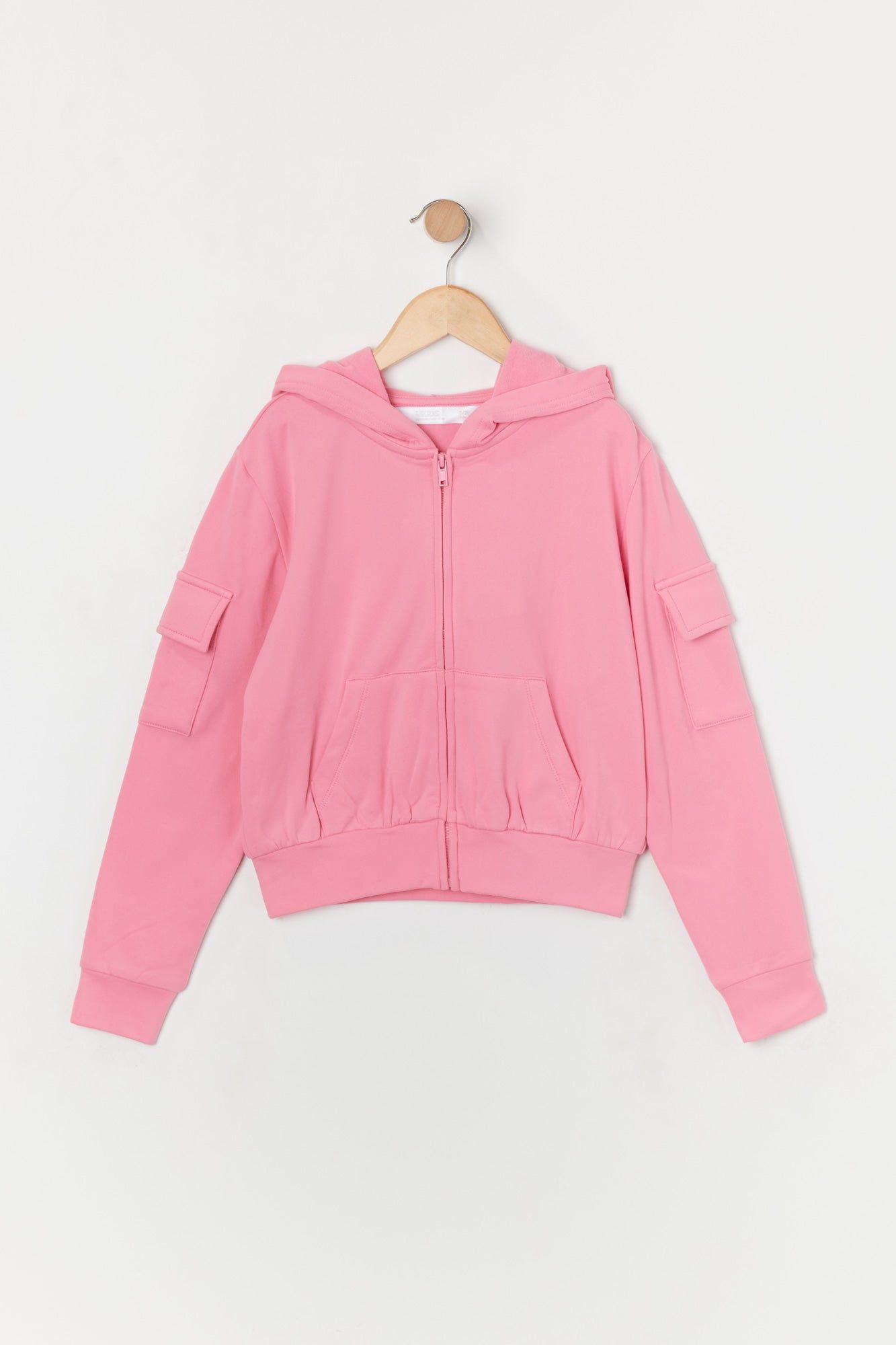 Girls Fleece Zip-Up Cargo Hoodie sold by Urban Planet