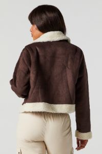 Blouson de style moto en similisuède doublé de Sherpa sold by Urban Planet