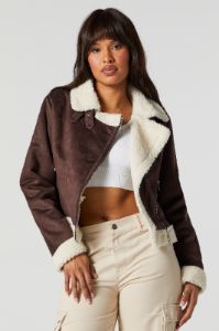 Blouson de style moto en similisuède doublé de Sherpa sold by Urban Planet