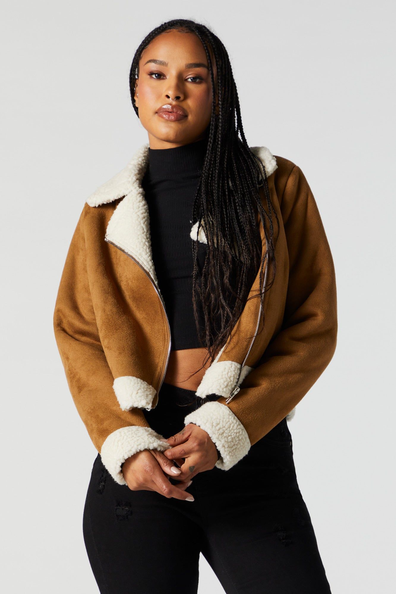 Blouson de style moto en similisuède doublé de Sherpa sold by Urban Planet product image thumbnail 4