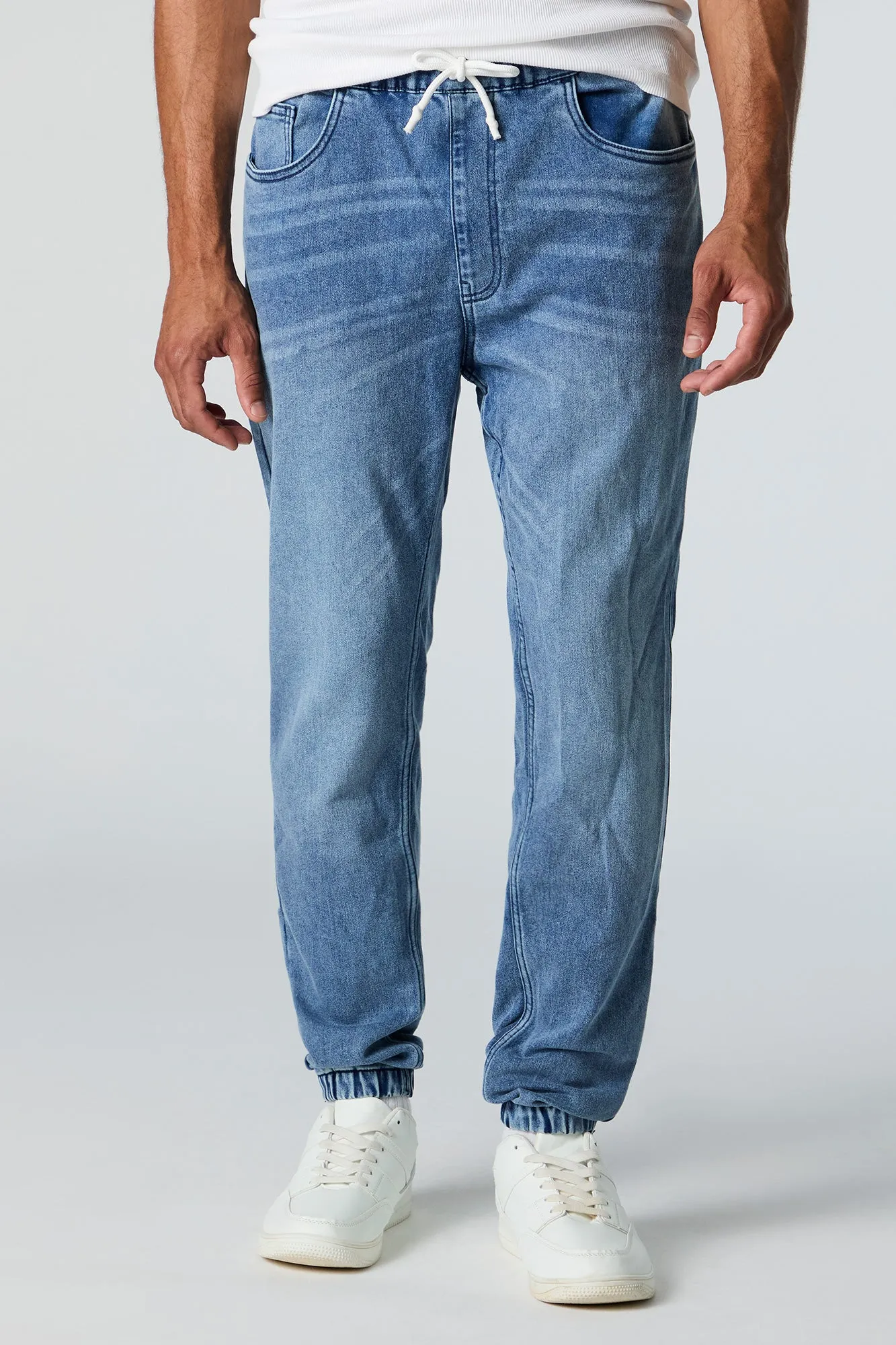 Drawstring Denim Jogger sold by Urban Planet