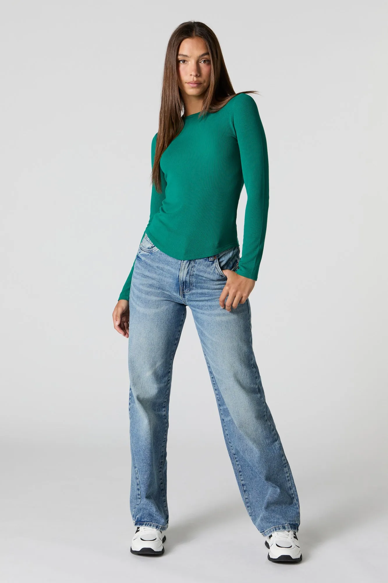 Ribbed Crewneck Long Sleeve Top sold by Urban Planet product image thumbnail 3