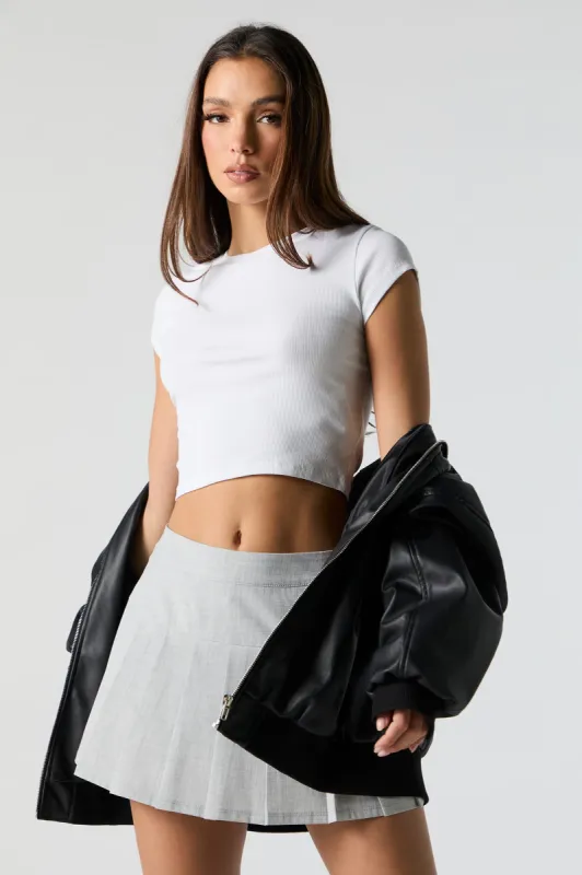 Ribbed Round Neck Cropped T-Shirt sold by Urban Planet