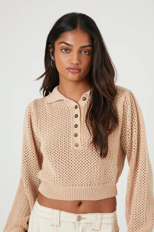 Open Knit Buttoned Sweater sold by Urban Planet