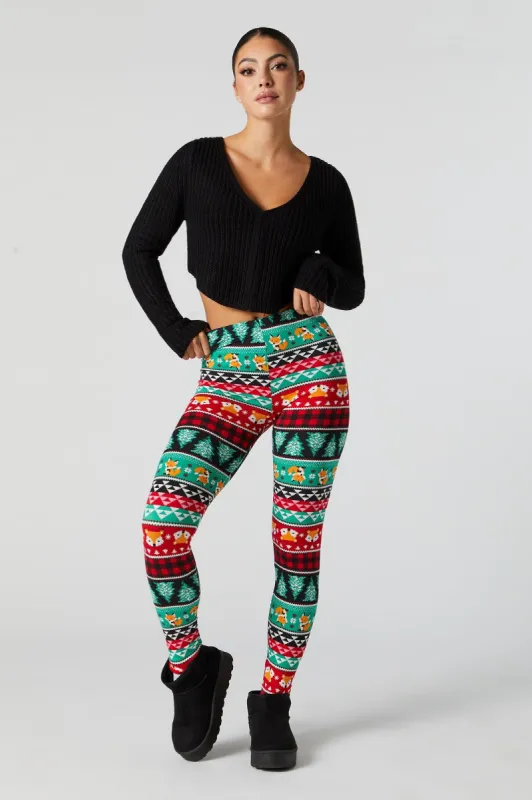 Foxy Fairisle Print Xmas Fleece Legging sold by Urban Planet