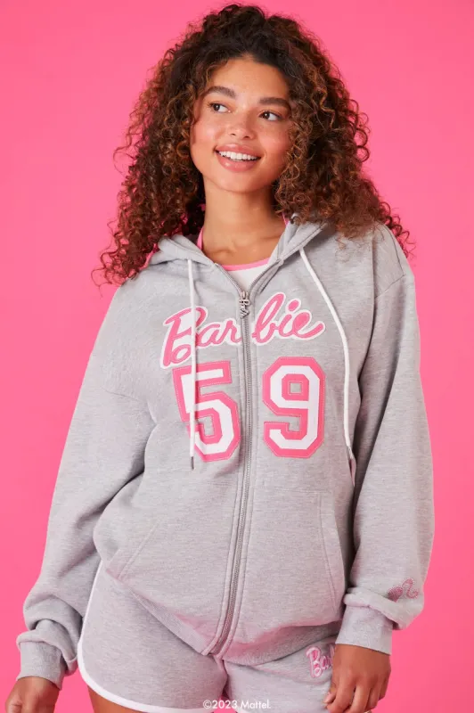 Barbie™ Embroidered Zip-Up Hoodie sold by Urban Planet