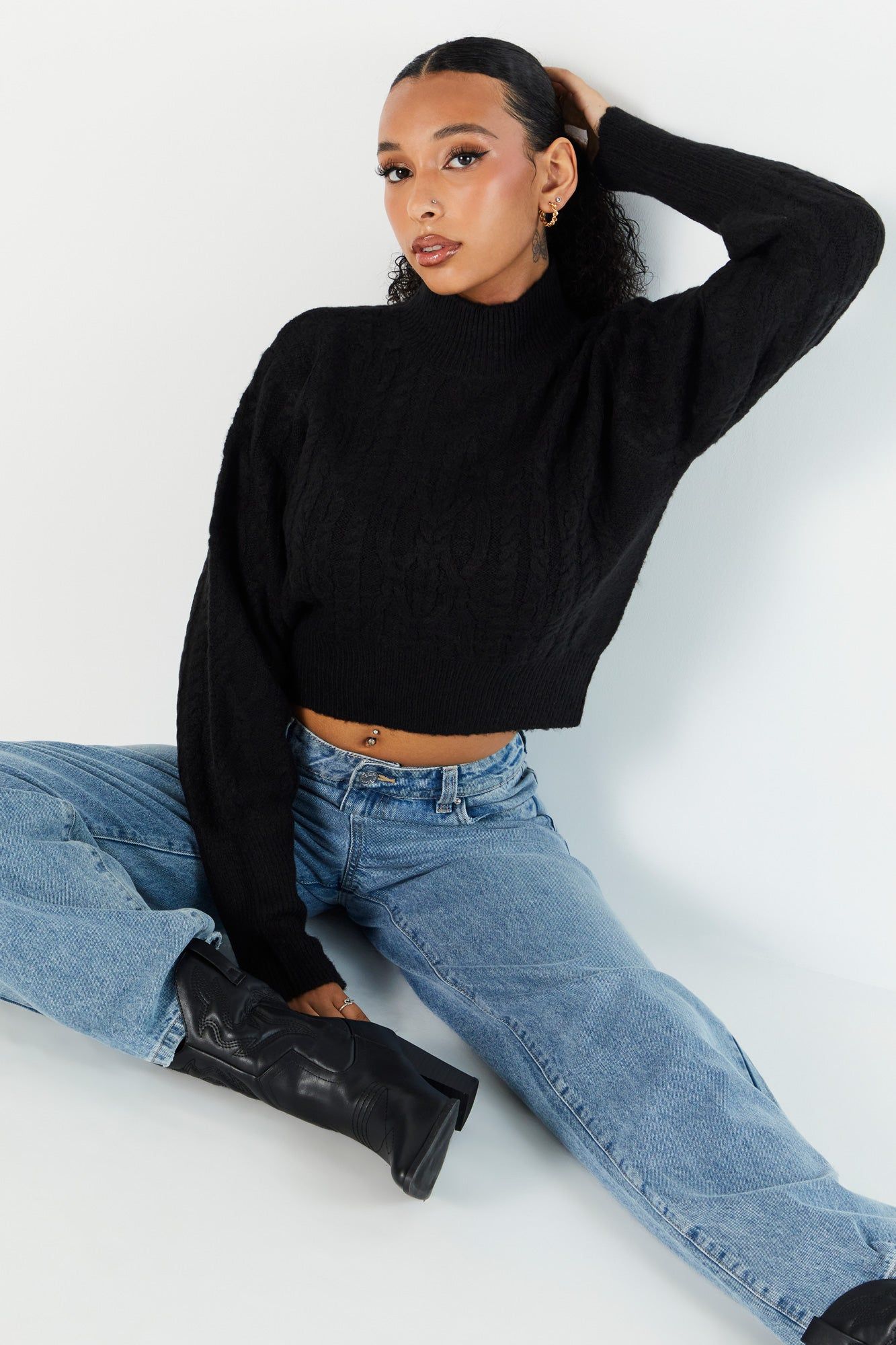 Cable Knit Balloon Sleeve Sweater sold by Urban Planet product image thumbnail 4