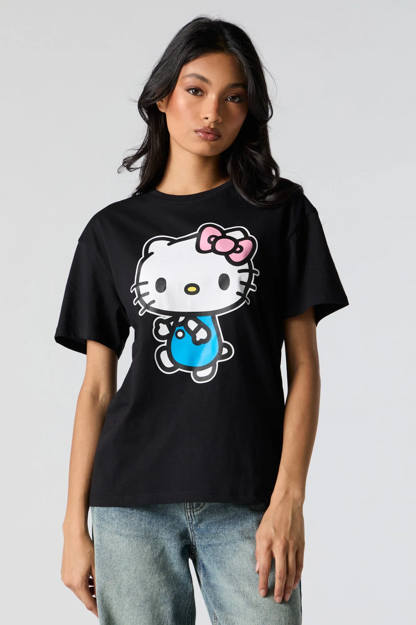 Hello Kitty Black Graphic Boyfriend T-Shirt sold by Urban Planet