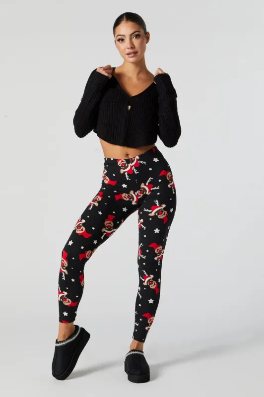 Rudolph Print Xmas Fleece Legging sold by Urban Planet