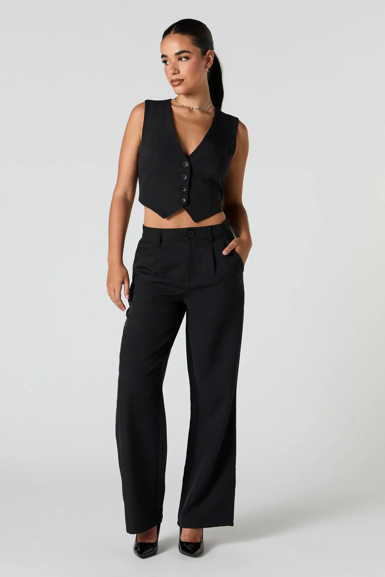Pleated Straight Leg Dress Pant sold by Urban Planet
