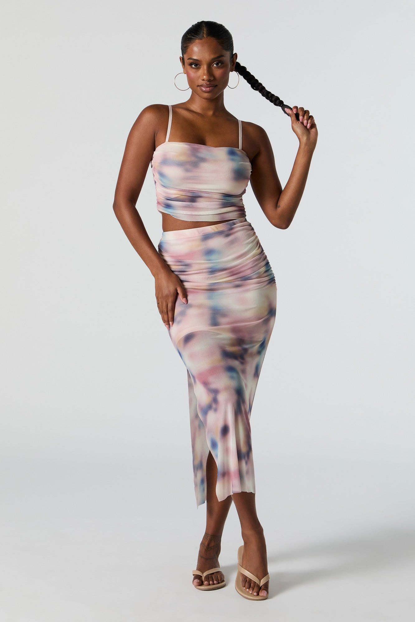 Mesh Ruched Cropped Tank sold by Urban Planet product image thumbnail 3