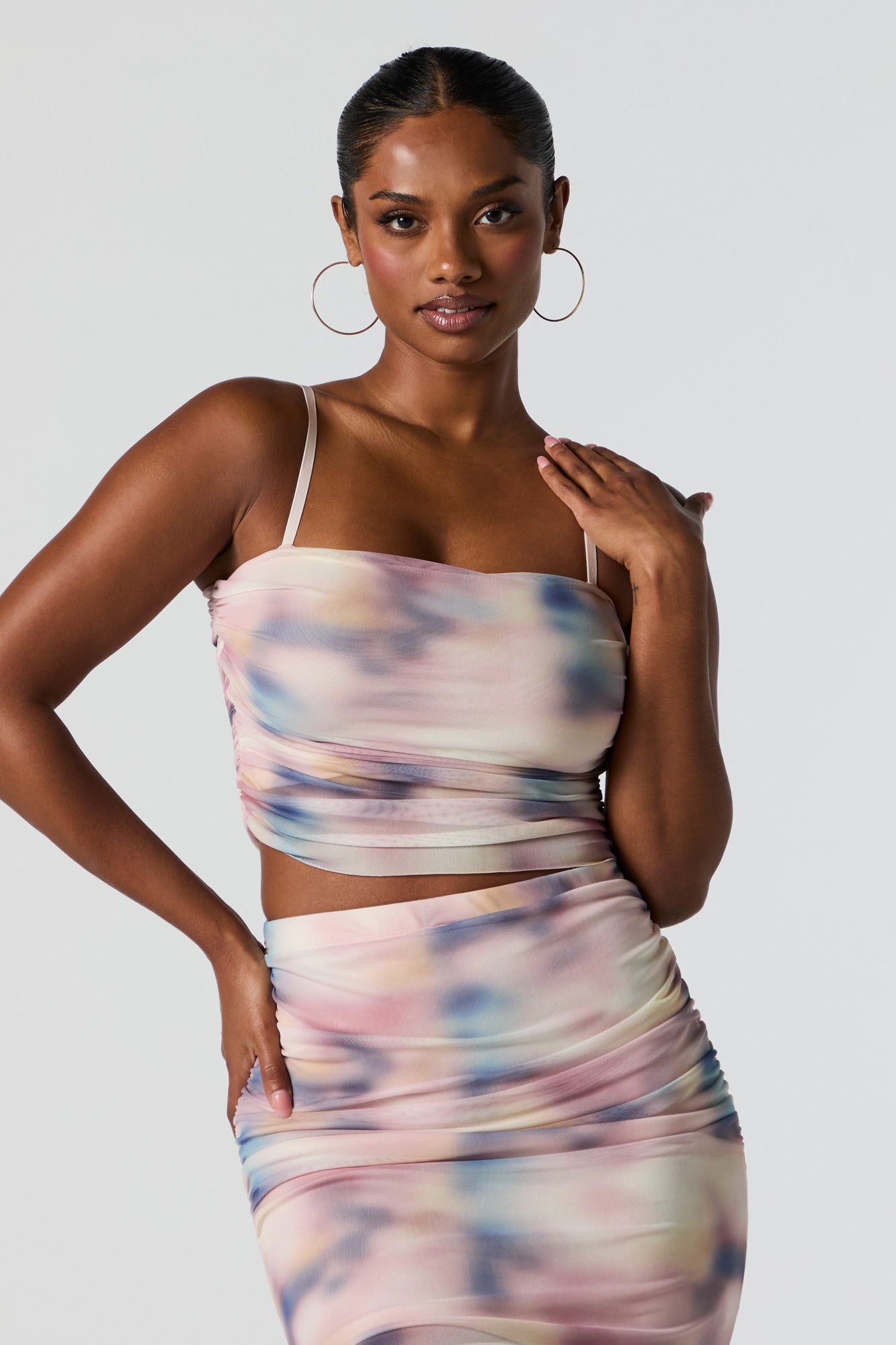 Mesh Ruched Cropped Tank sold by Urban Planet