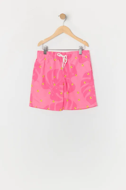 Boys Rubber Ducky Ditsy Print Board Short sold by Urban Planet