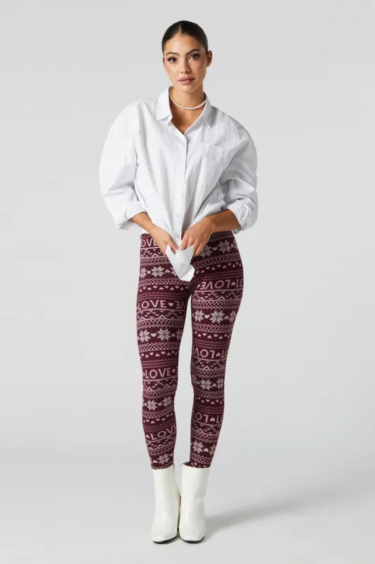 Love Fairisle Print Fleece Legging sold by Urban Planet