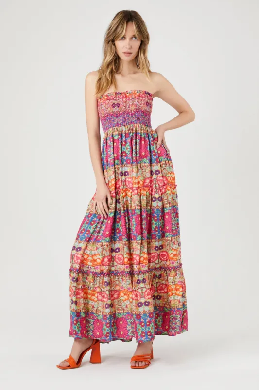 Floral Print Strapless Maxi Dress sold by Urban Planet