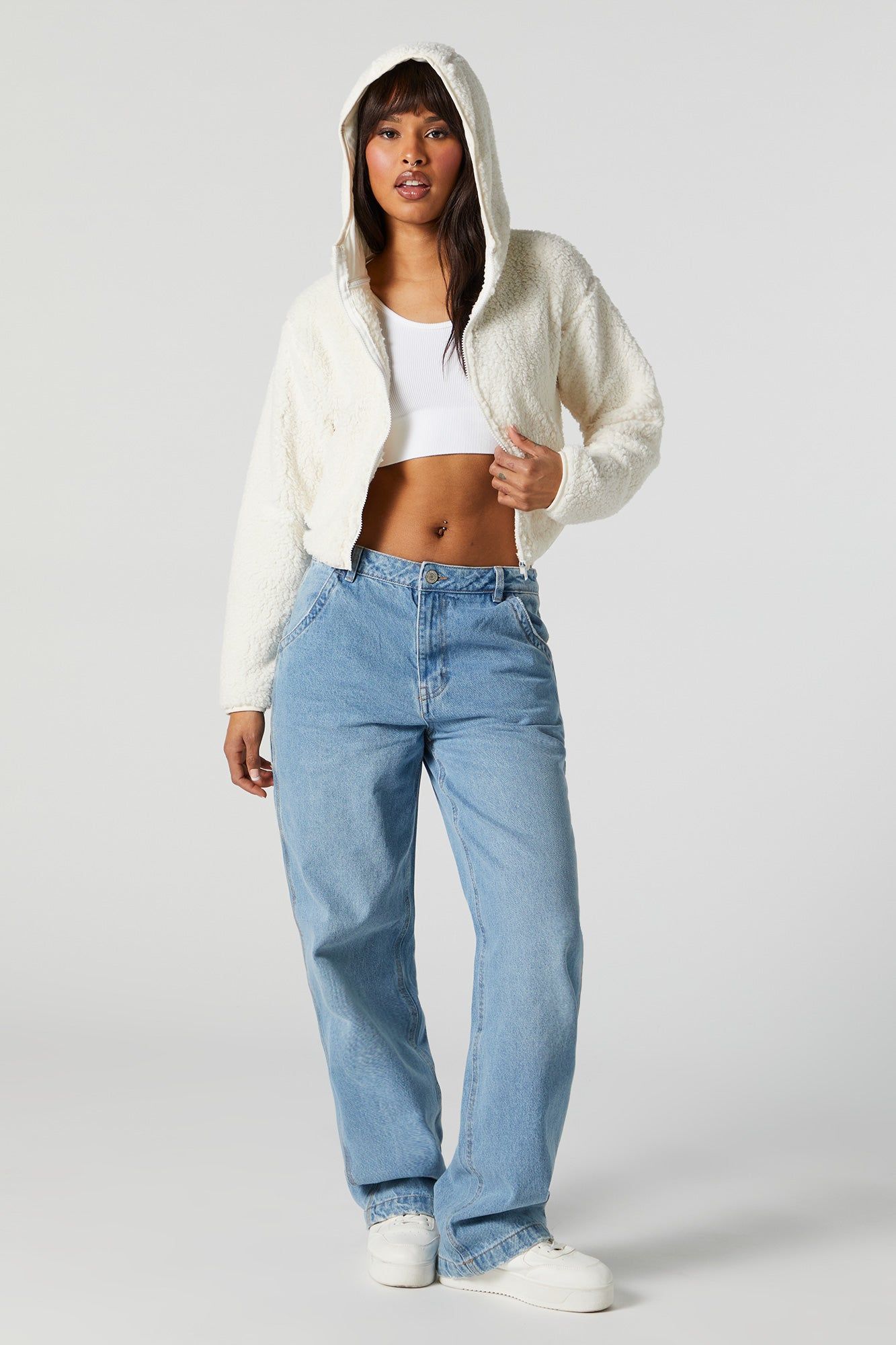 Haut à capuchon en Sherpa avec fermeture à glissière sold by Urban Planet product image thumbnail 3