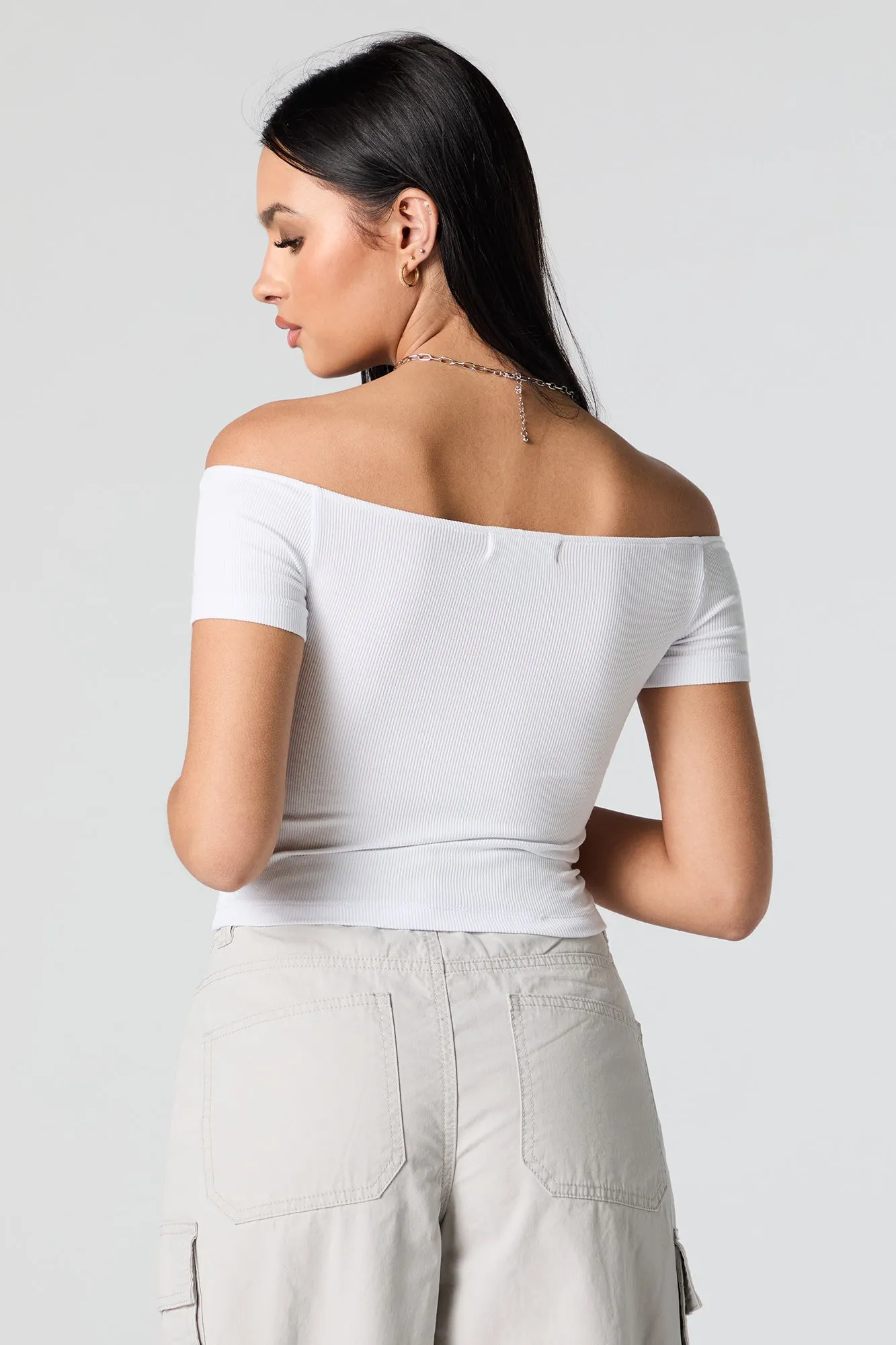 Haut côtelé court à épaules dénudées sold by Urban Planet product image thumbnail 2