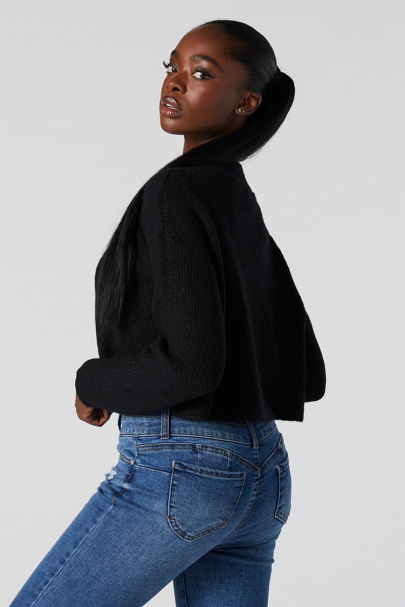 Oversized Ribbed Knit Mock Neck Sweater sold by Urban Planet product image thumbnail 2